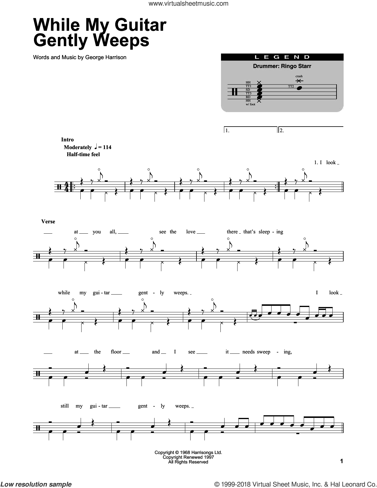 While My Guitar Gently Weeps Sheet Music For Drums Pdf