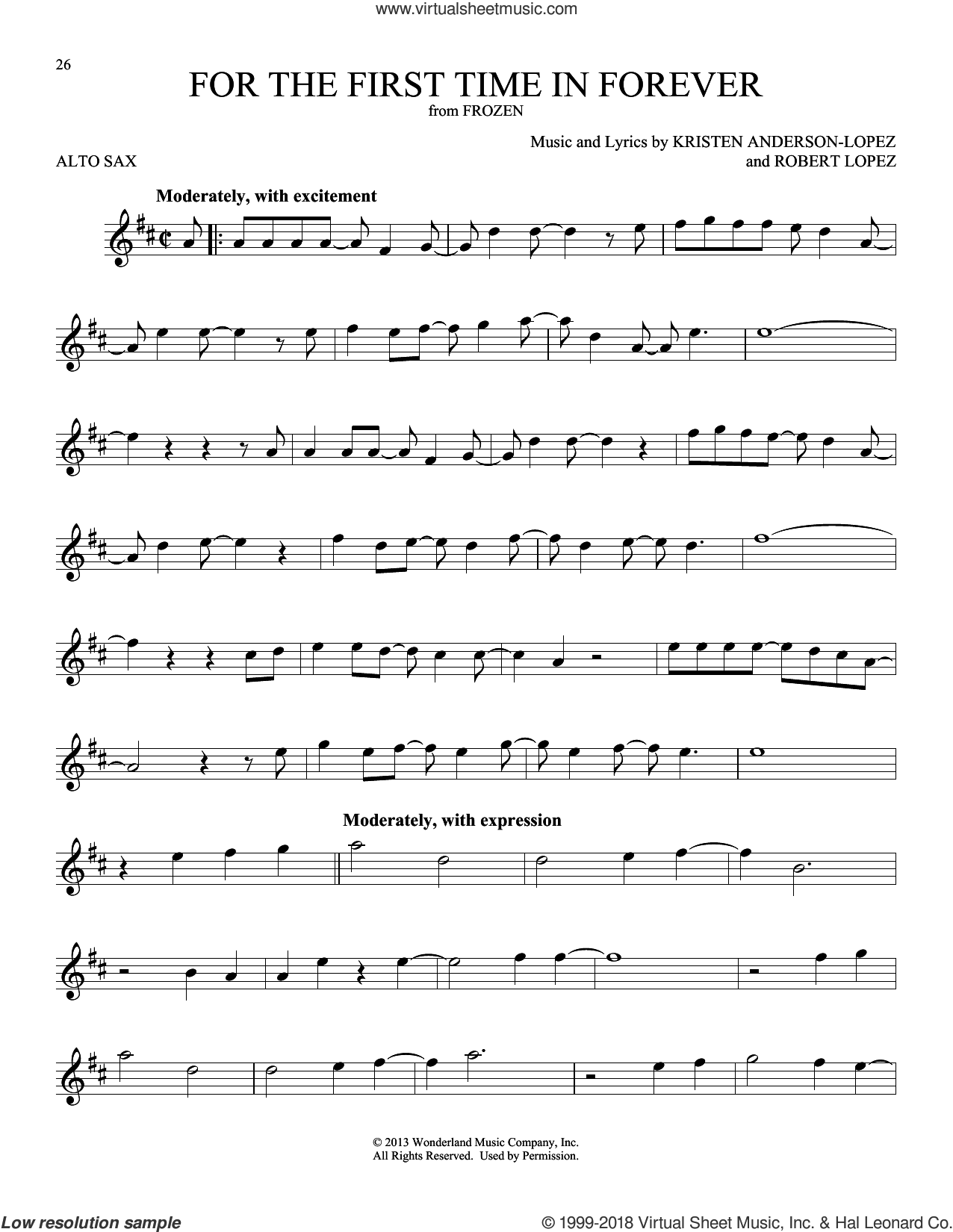 Wood Show Yourself from Disney s Frozen 2 Sheet Music For Alto Saxophone Solo 