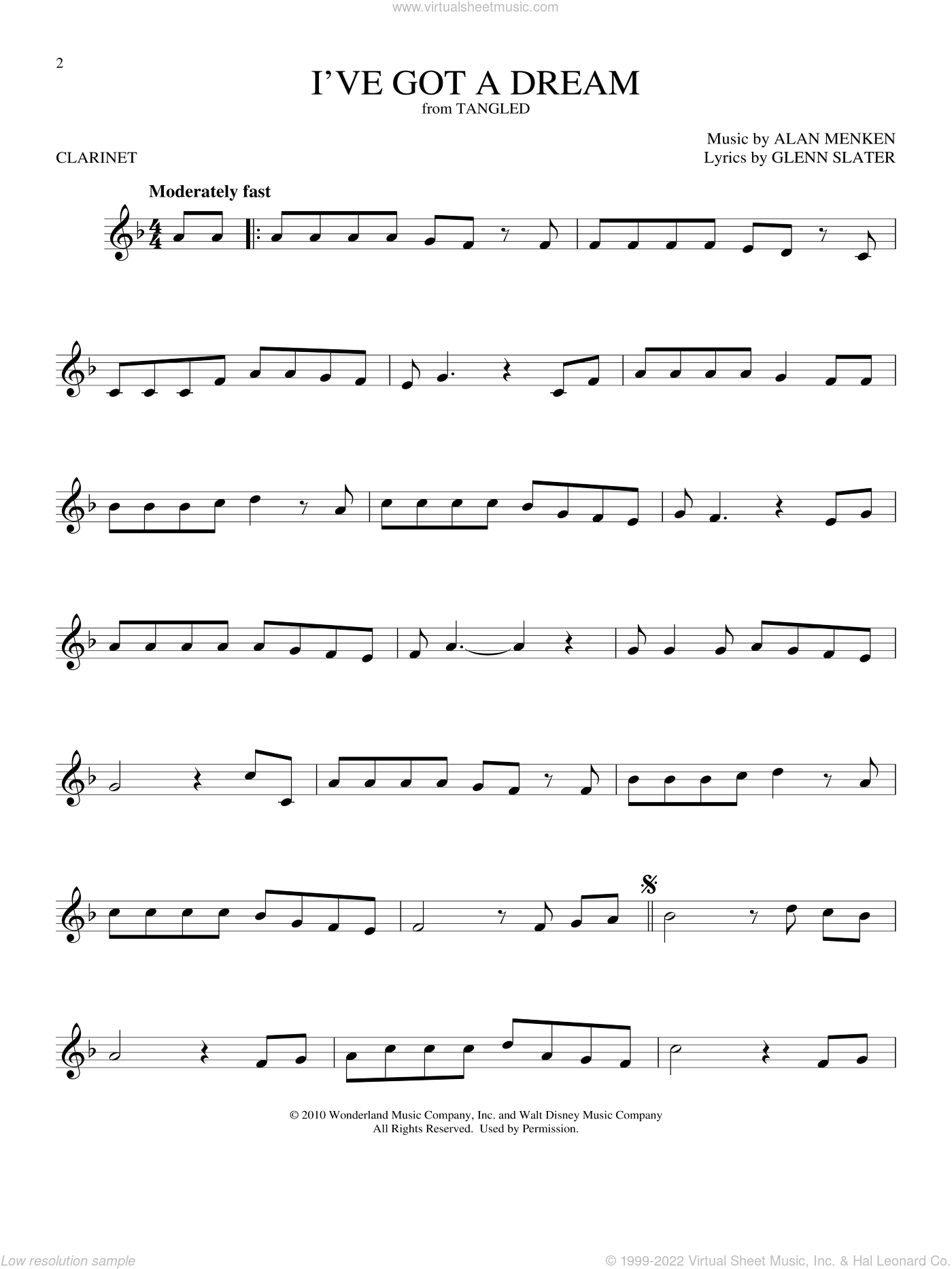 Menken - I've Got A Dream (from Disney's Tangled) sheet music for