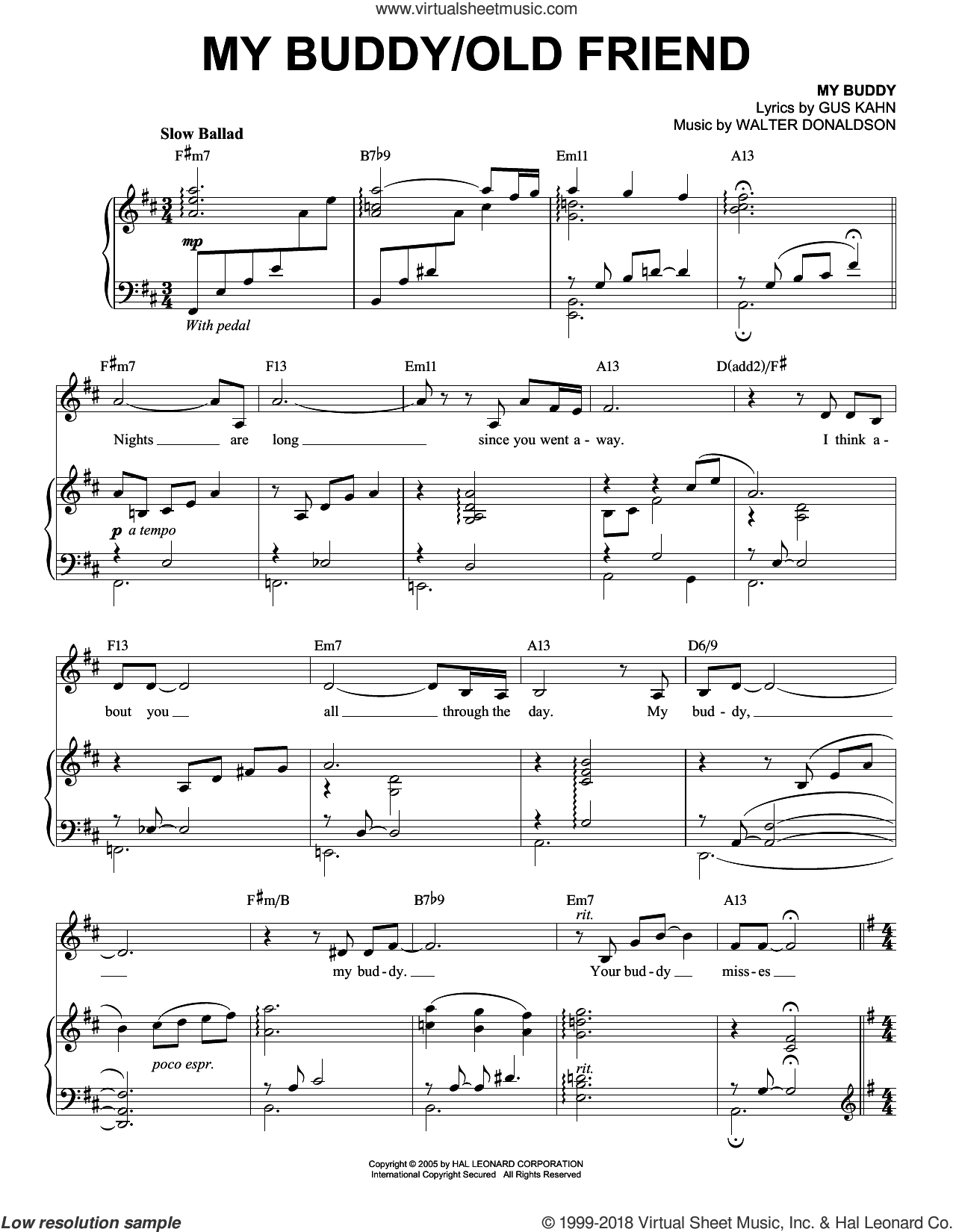 My Buddy / Old Friend sheet music for voice and piano (PDF)