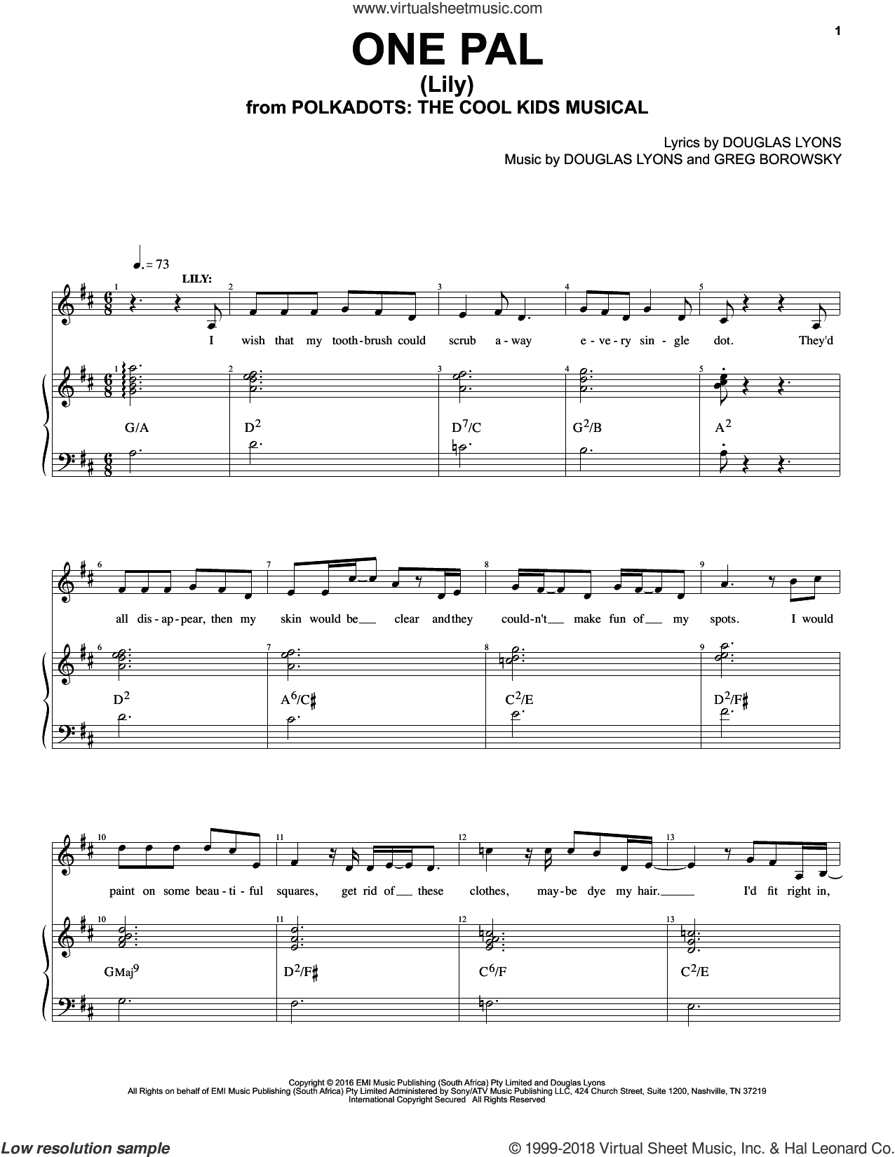 One Pal Sheet Music For Voice And Piano (pdf)