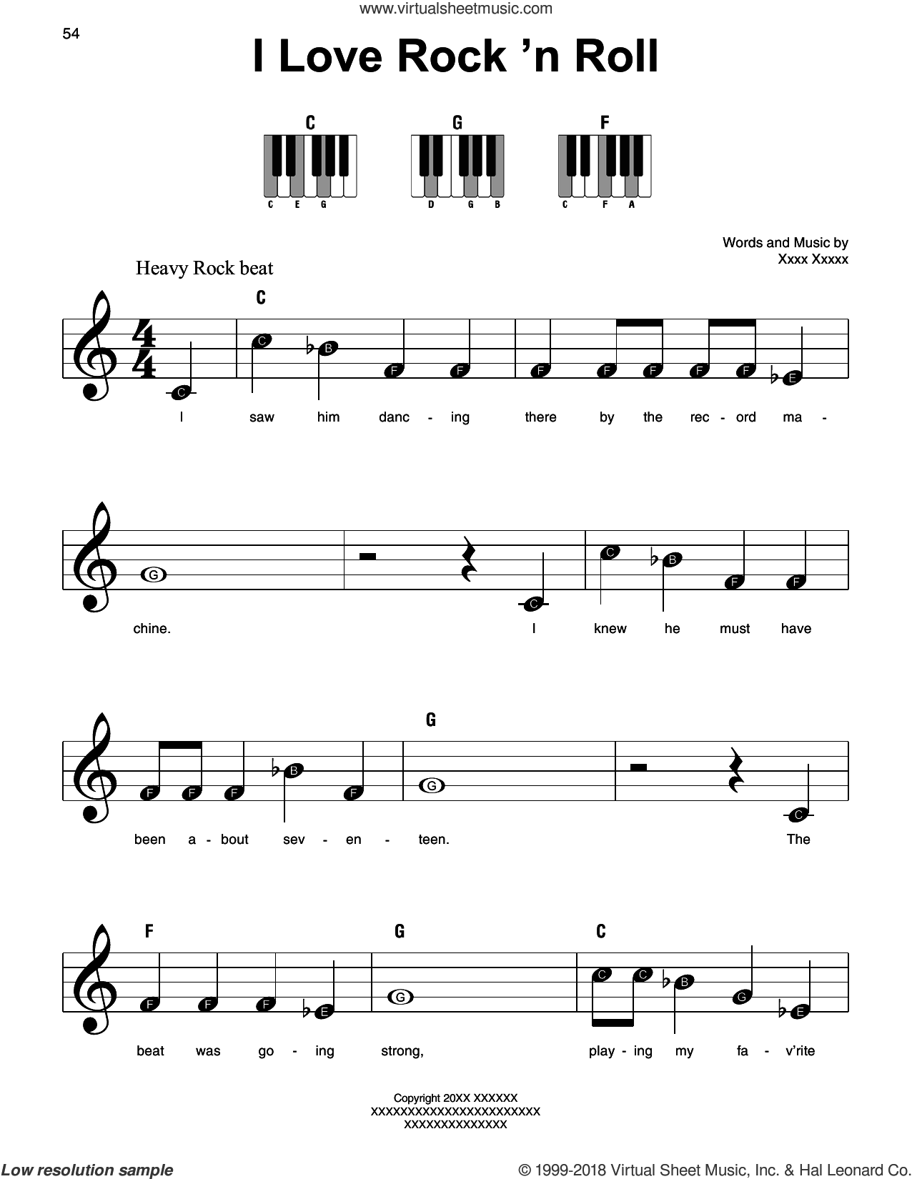 Blackhearts - I Love Rock 'N Roll sheet music (beginner) for piano solo