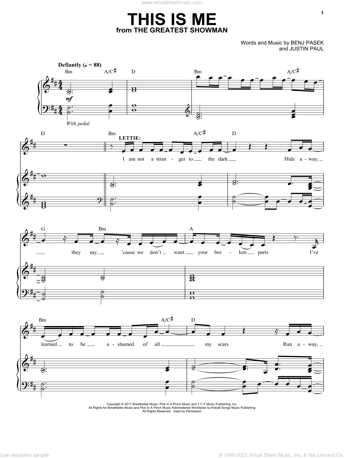 This Is Me (from The Greatest Showman) sheet music for voice and piano