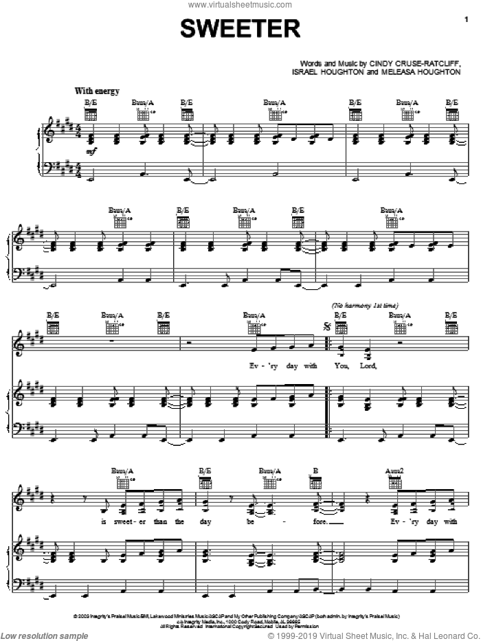 Sweeter sheet music for voice, piano or guitar (PDF-interactive)