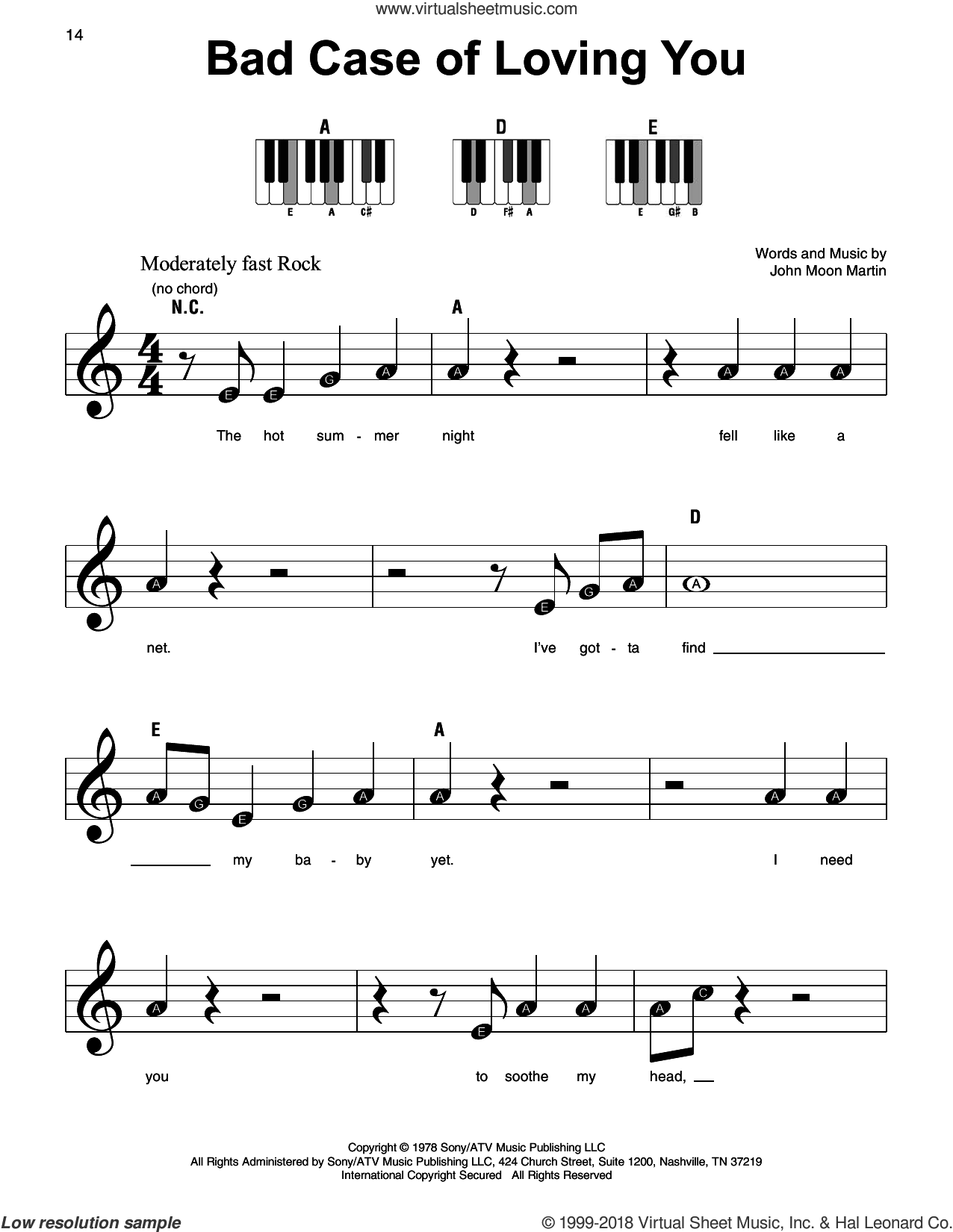 Bad Case Of Loving You sheet music for piano solo (PDF)