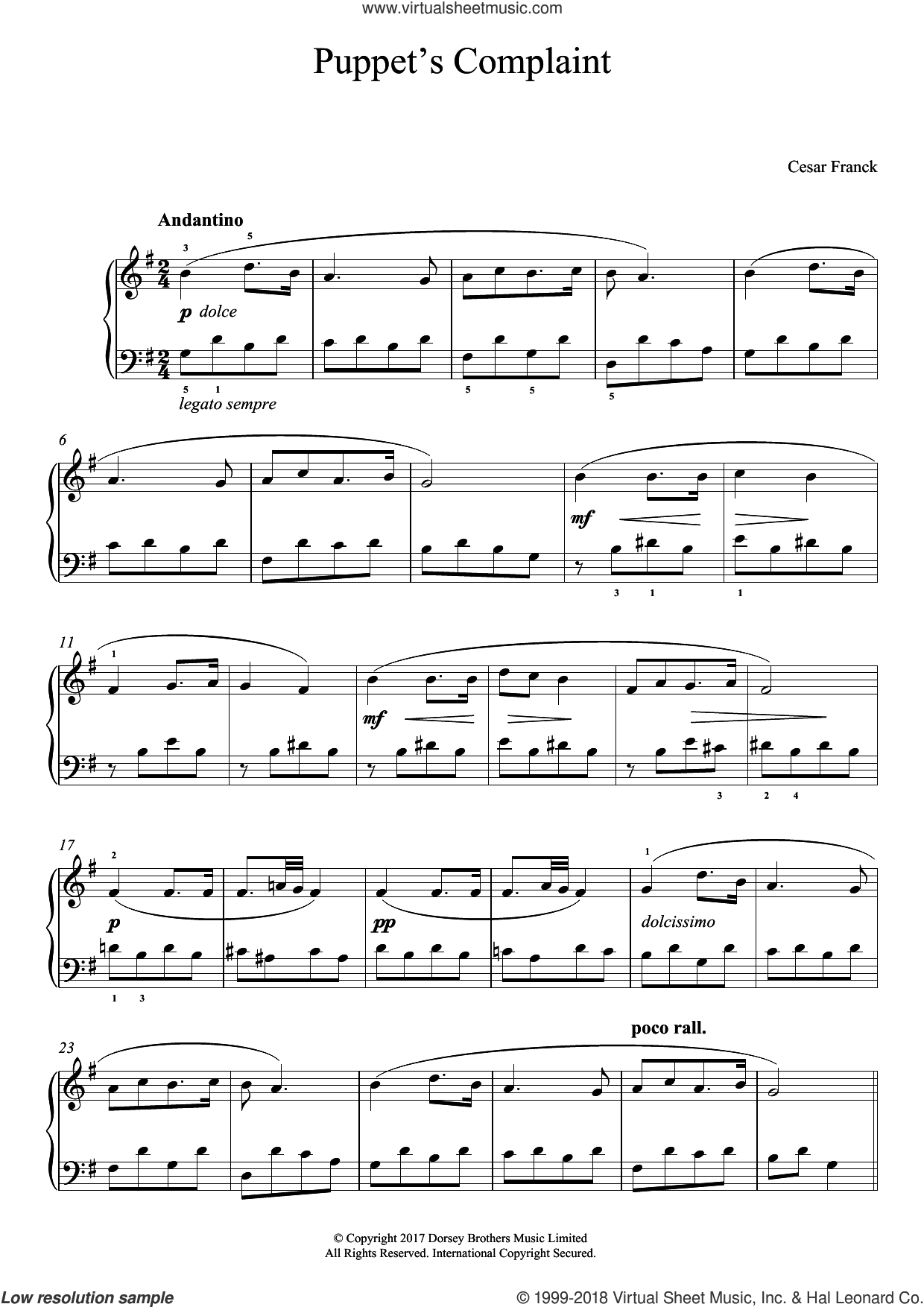 Puppet's Complaint sheet music for piano solo (PDF-interactive)