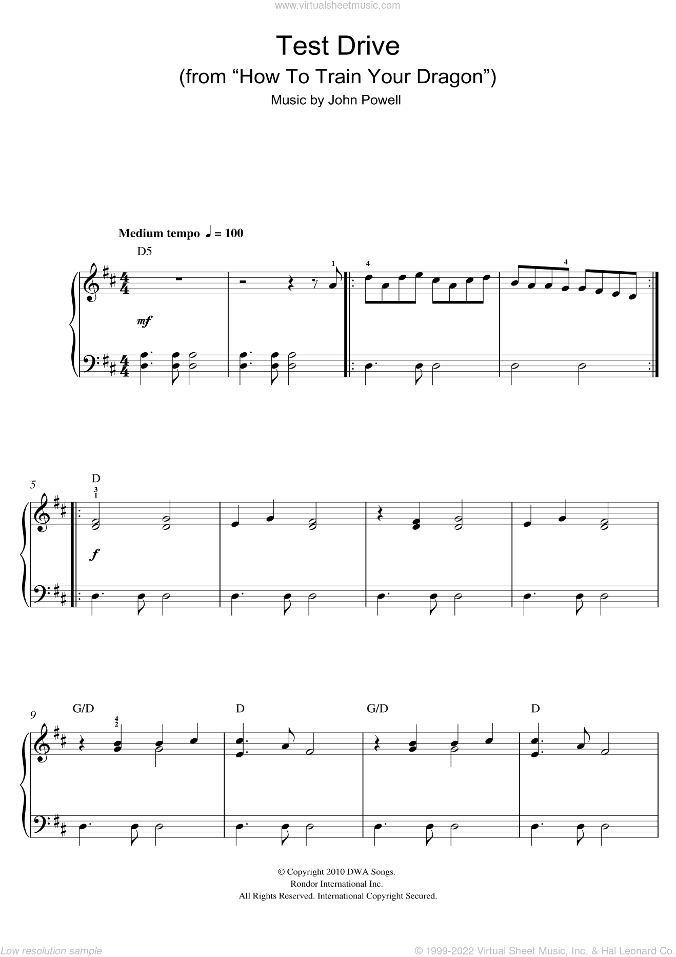 Powell - Test Drive (from How to Train Your Dragon) sheet music