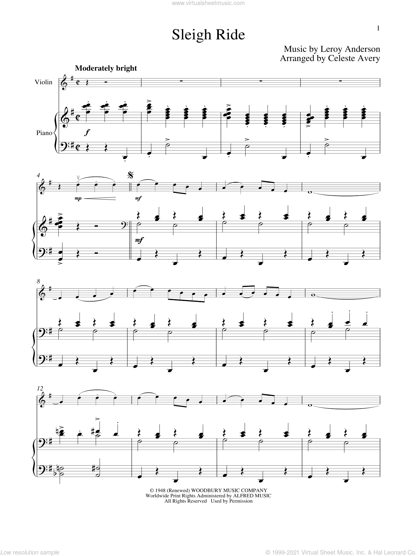 Anderson Sleigh Ride Sheet Music For Violin And Piano Pdf 6557