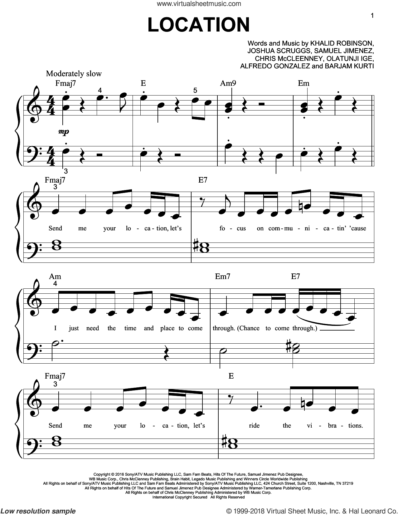 Location Sheet Music For Piano Solo (big Note Book) (pdf)