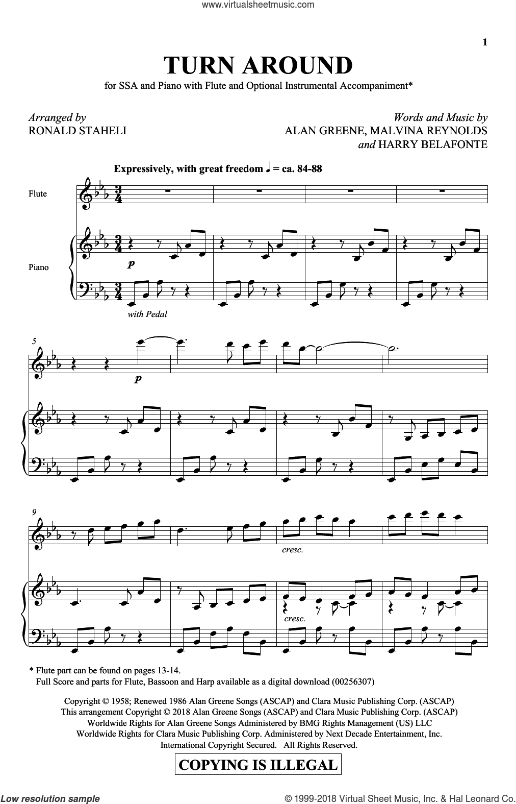 Turn Around sheet music for choir (SSA: soprano, alto) (PDF)