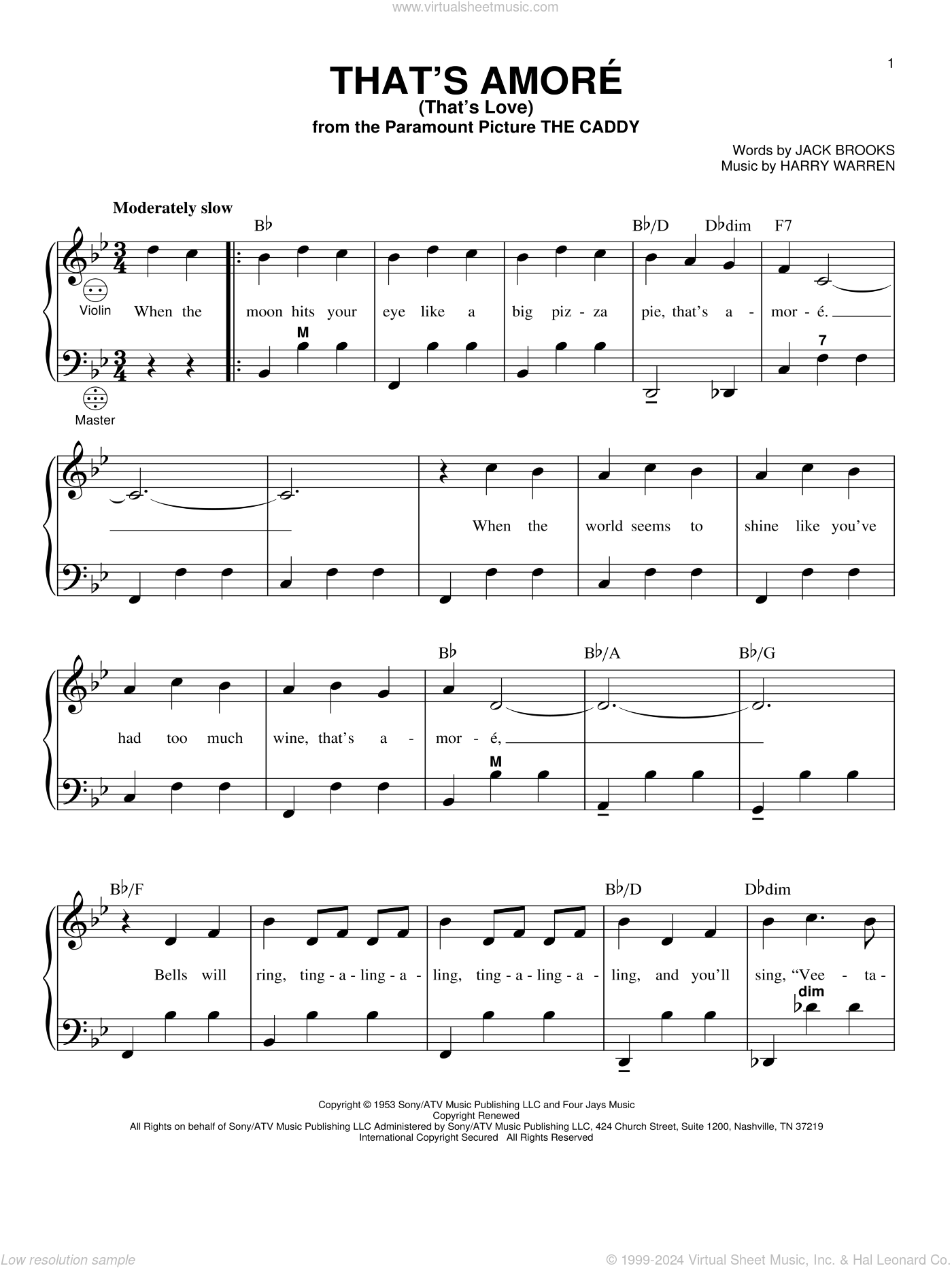 Warren That's Amore (That's Love) sheet music for accordion v2