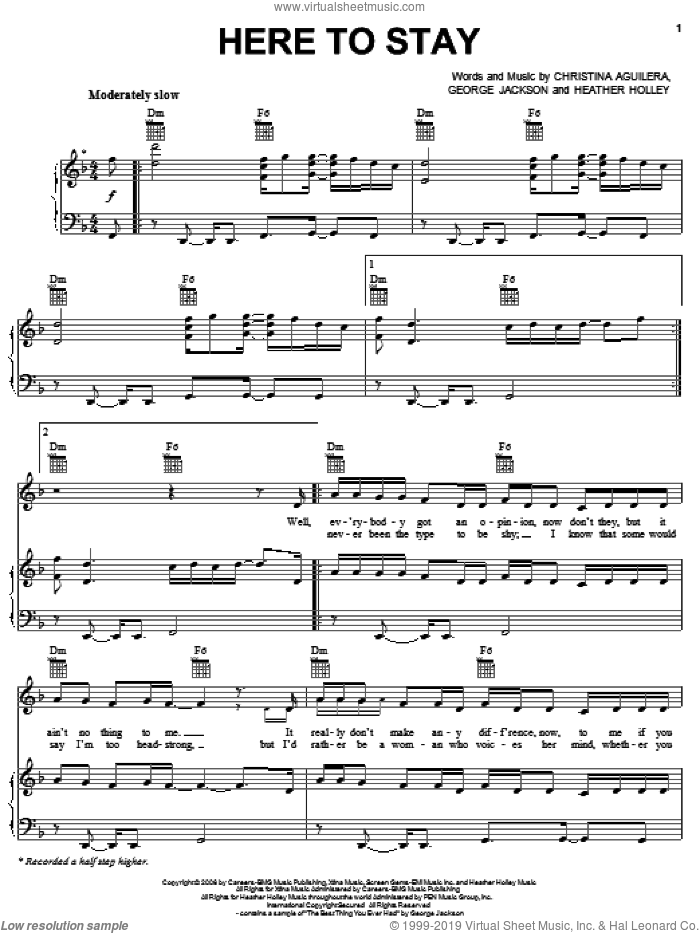 Here To Stay sheet music for voice, piano or guitar (PDF)