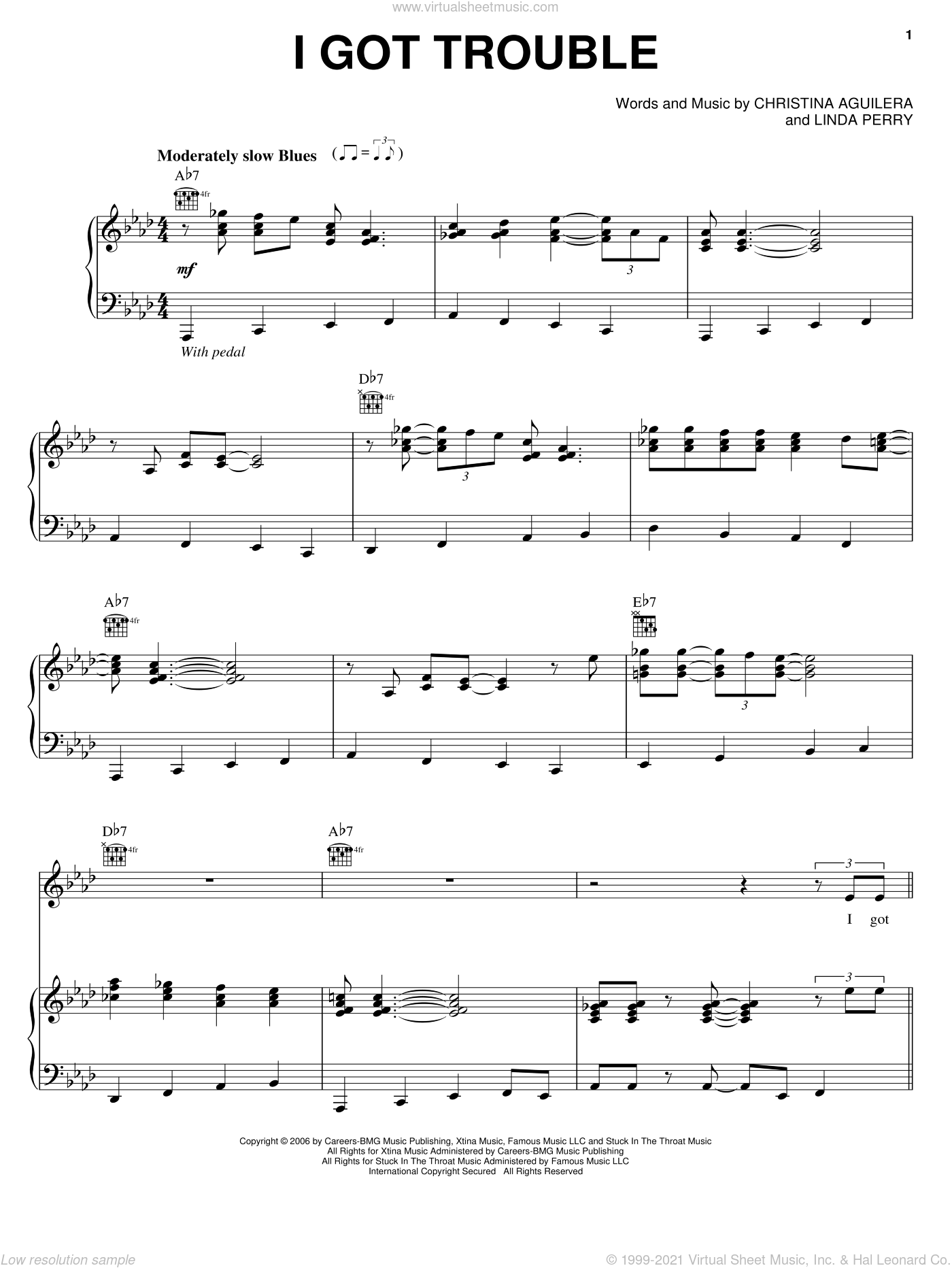 I Got Trouble sheet music for voice, piano or guitar (PDF)