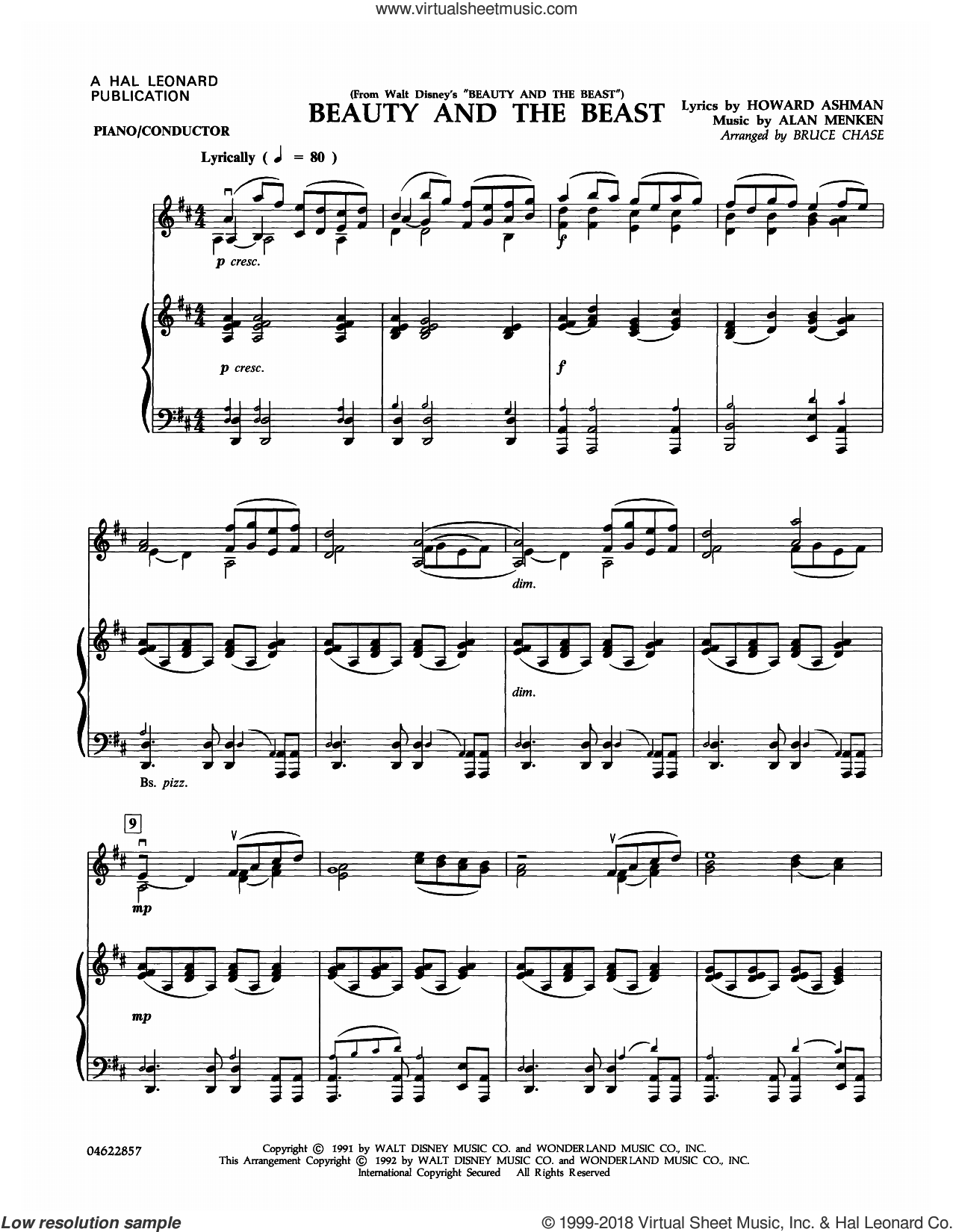 Beauty and the Beast (arr. Bruce Chase) (complete set of parts
