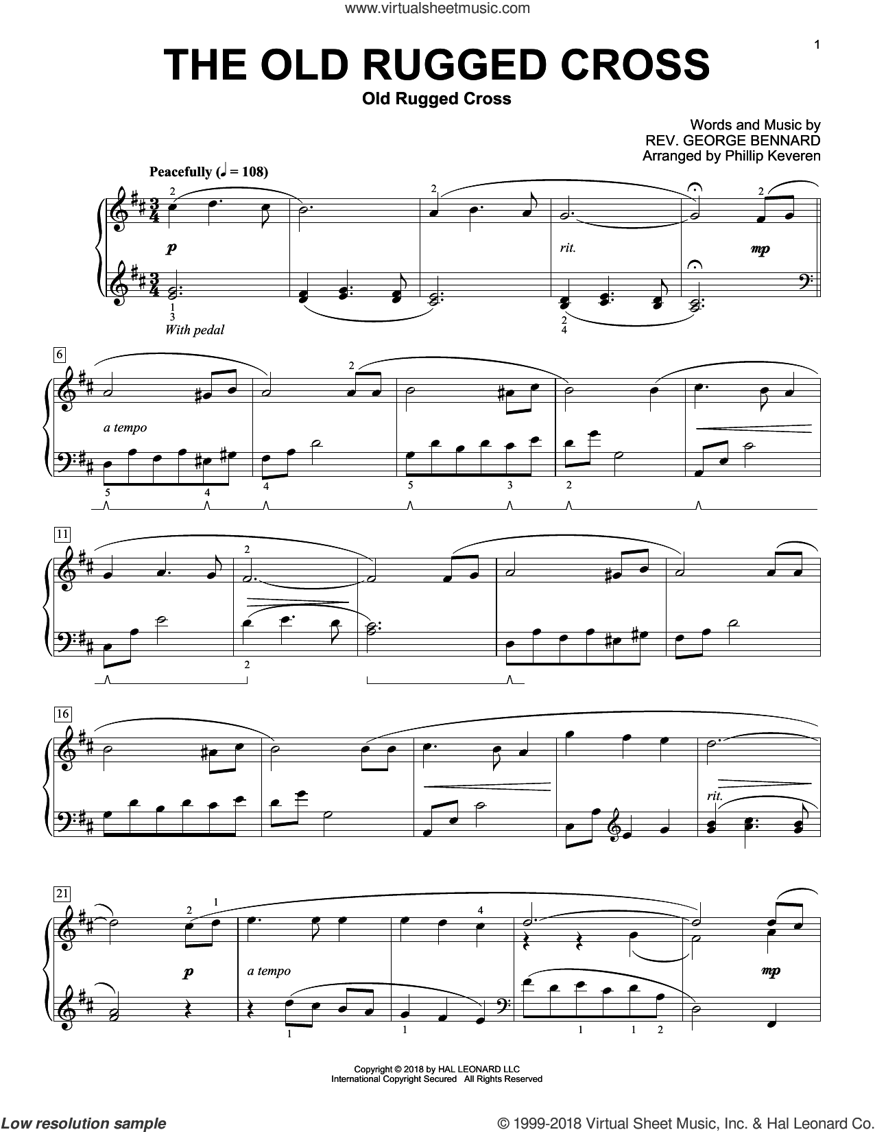 The Old Rugged Cross Classical Version Arr Phillip Keveren Sheet Music For Piano Solo