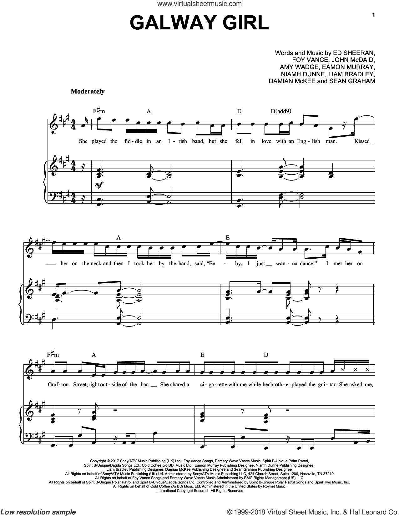 Galway Girl Sheet Music, Ed Sheeran