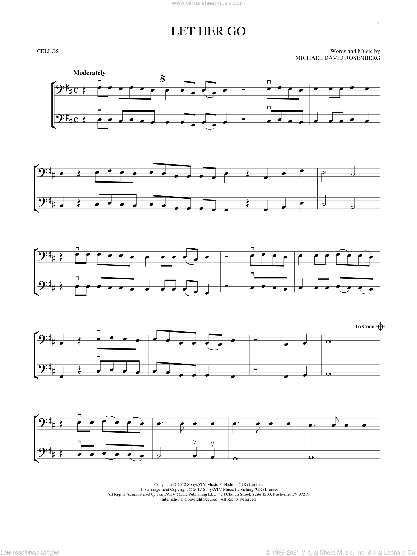 Let Her Go Sheet Music For Two Cellos Duet Duets Pdf 3388