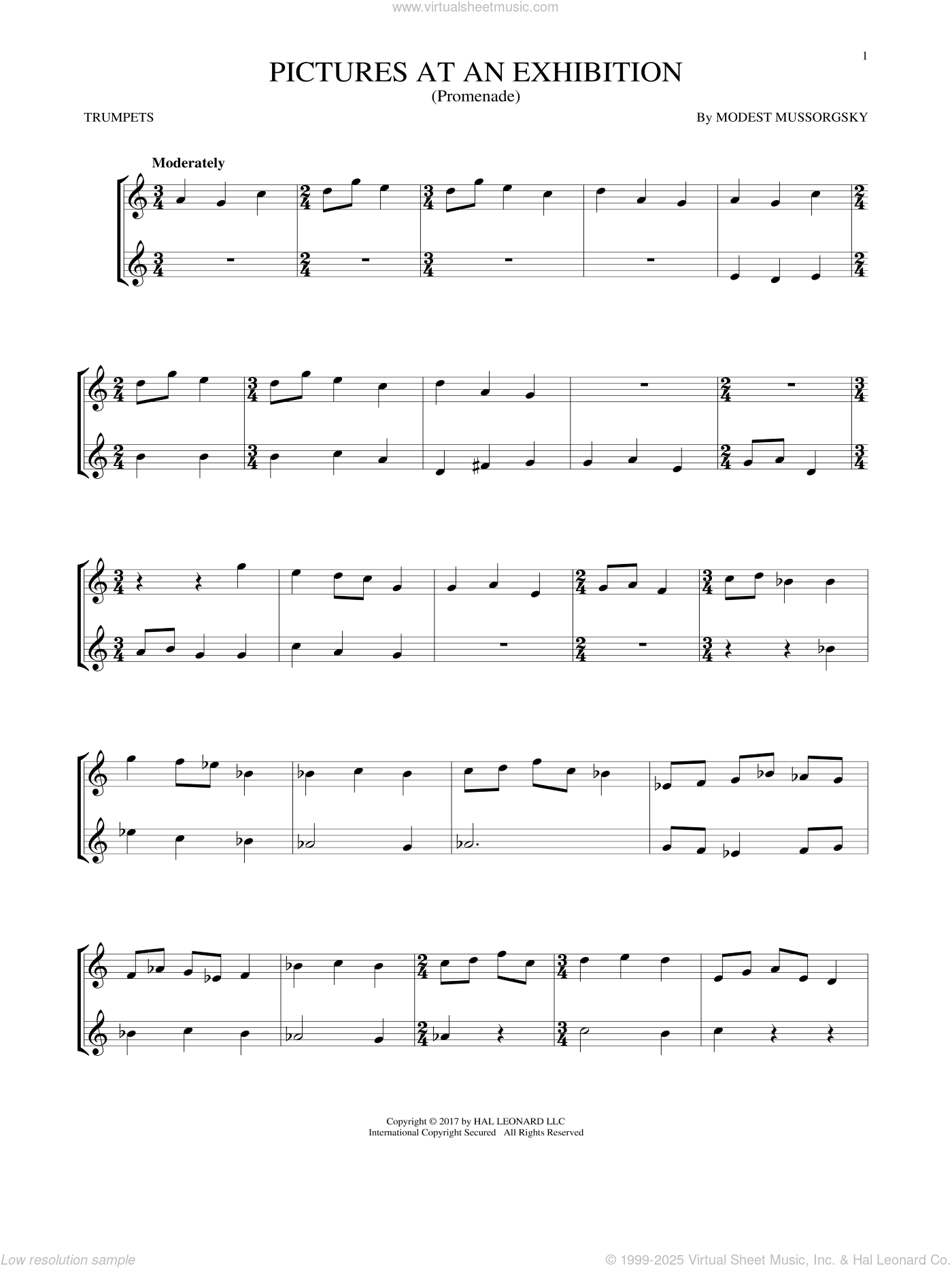 Pictures At An Exhibition (Theme) sheet music for two trumpets (duet