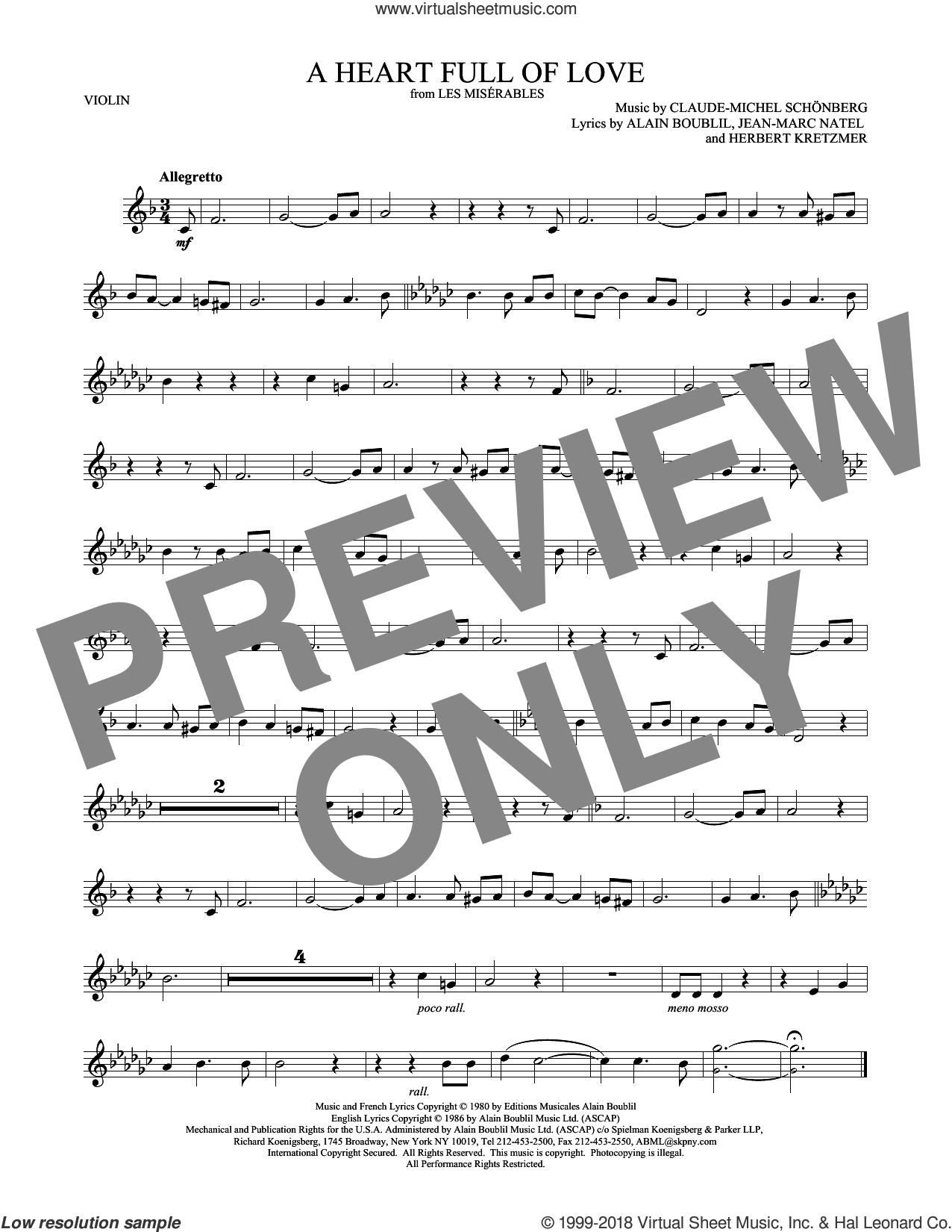 A Heart Full Of Love sheet music for violin solo (PDF)