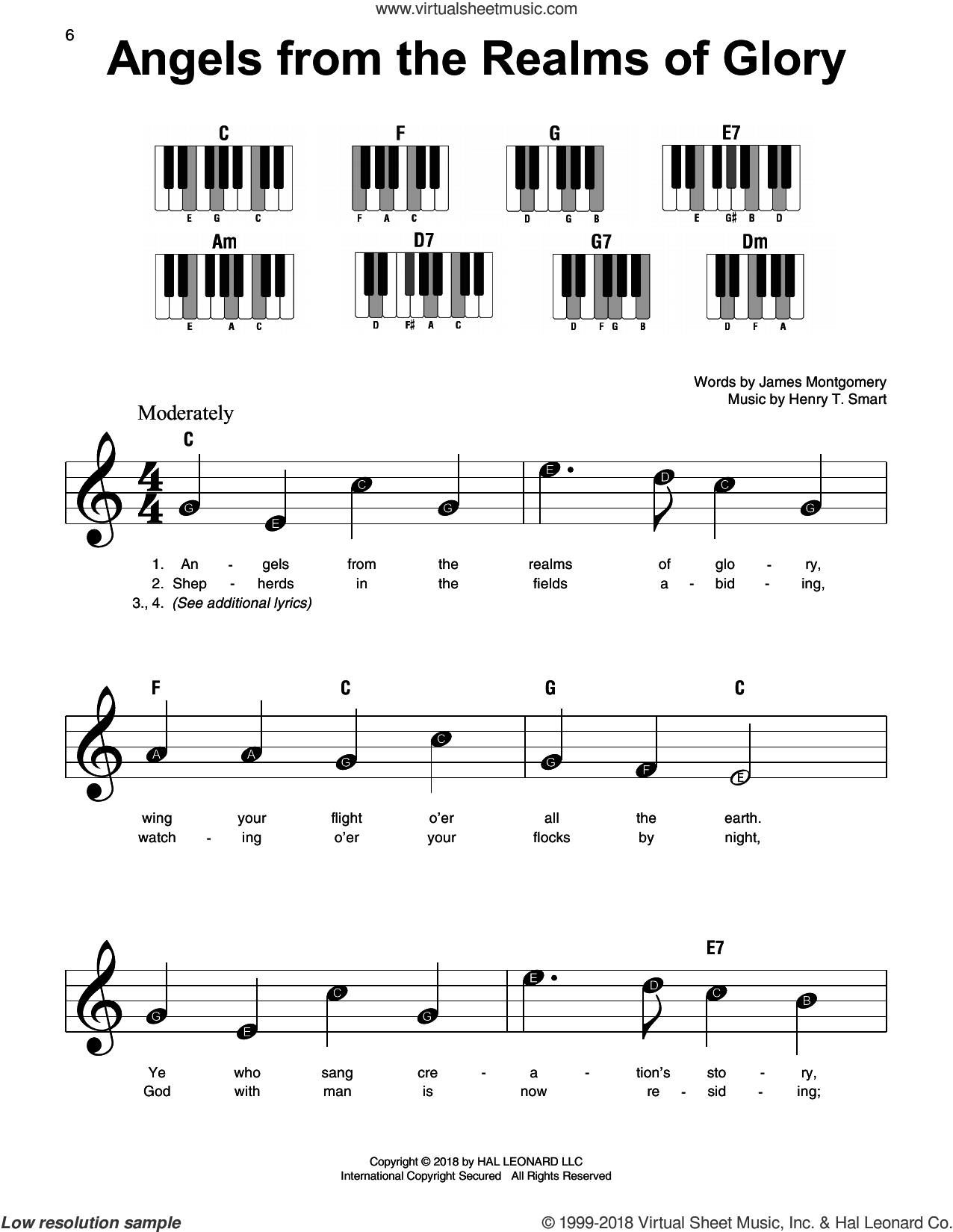 Montgomery Angels From The Realms Of Glory Sheet Music For Piano Solo - 