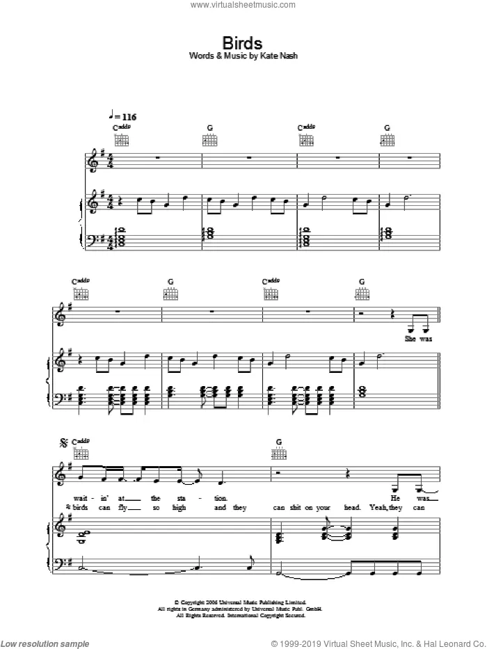 Download Digital Sheet Music Kate Nash for Piano, and Guitar