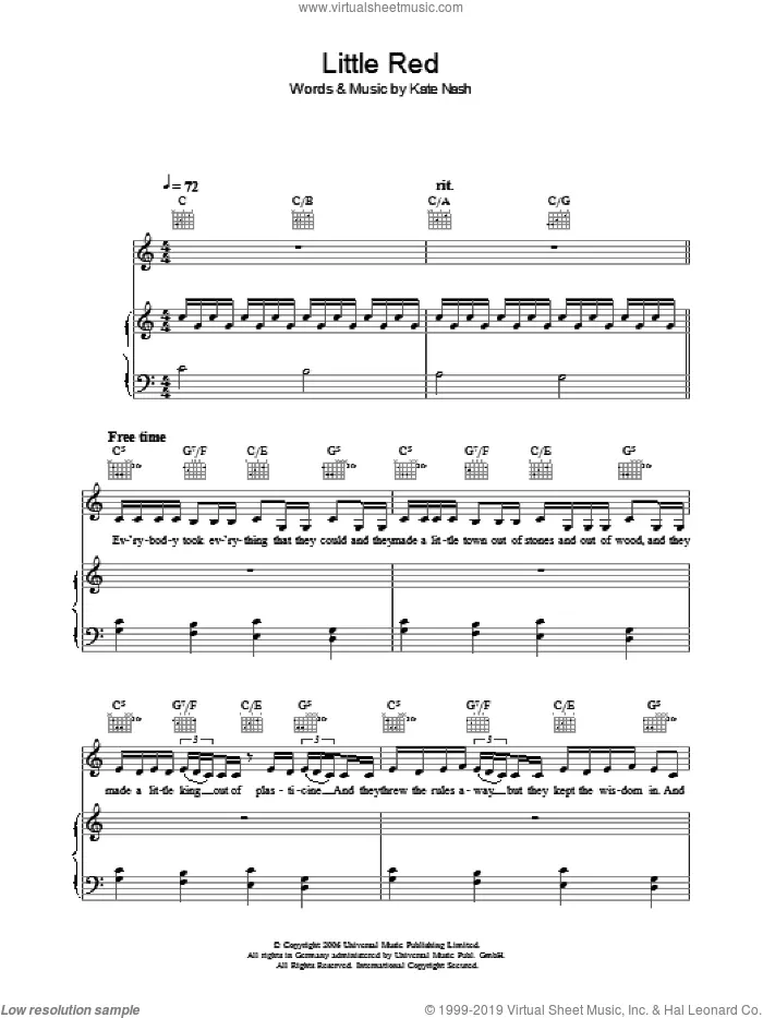 Download Digital Sheet Music Kate Nash for Piano, and Guitar