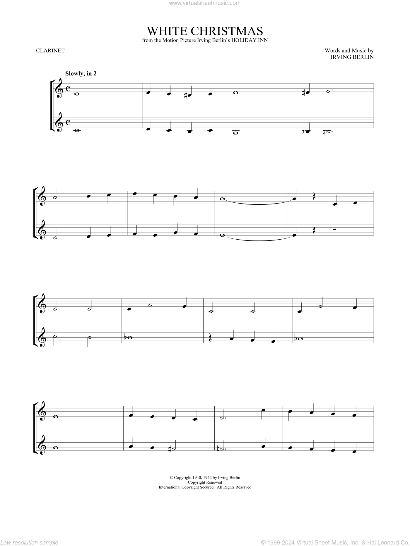 White Christmas sheet music for two (duets) (PDF)