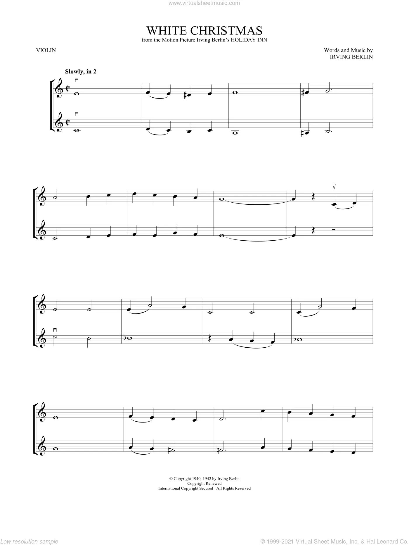 white christmas violin sheet music