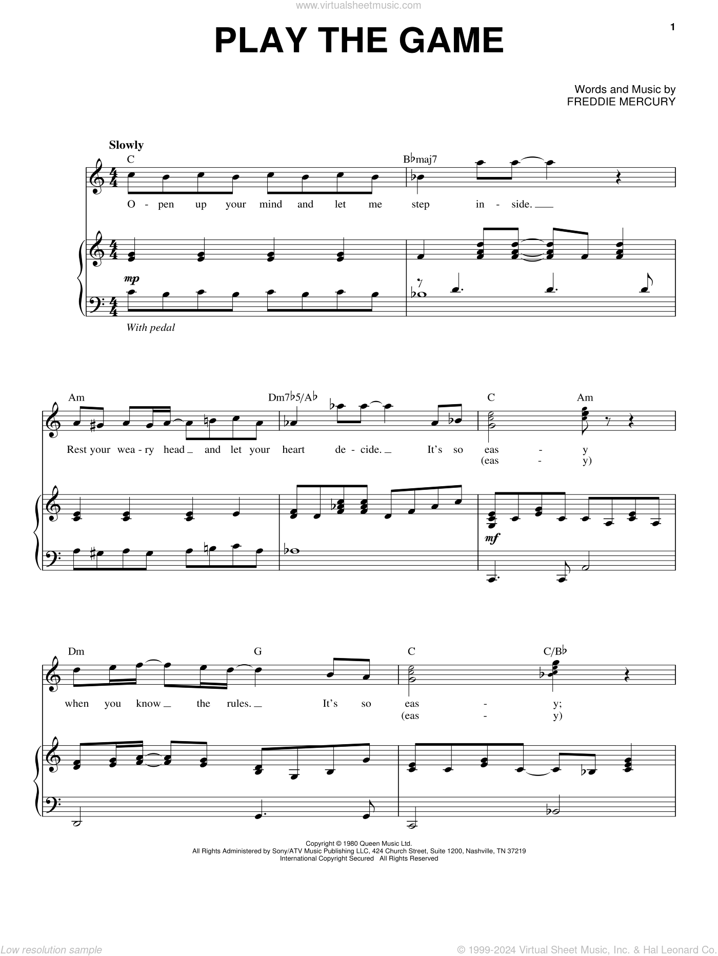 Play The Game sheet music for voice and piano (PDF-interactive)