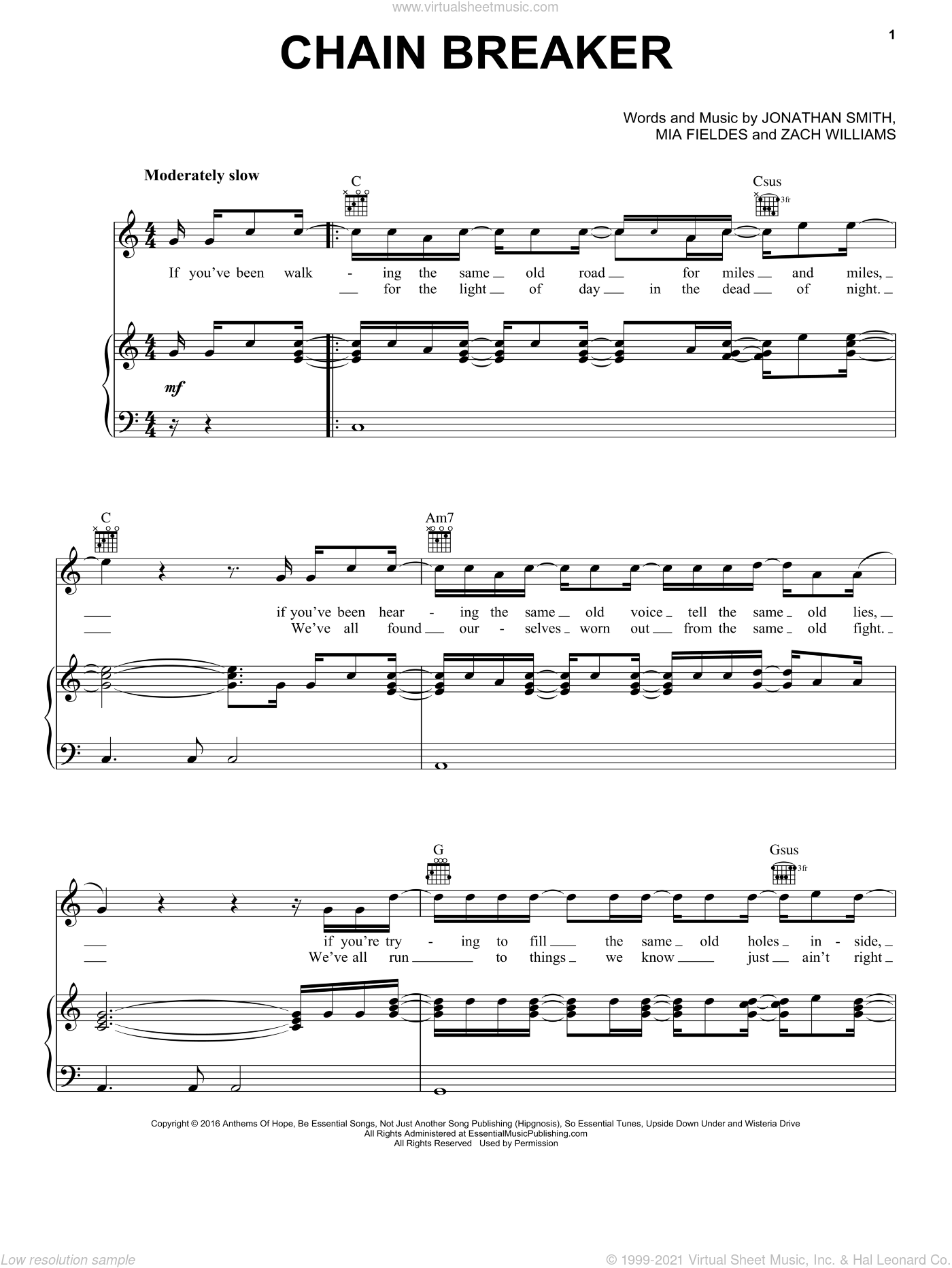 Williams - Chain Breaker sheet music for voice, piano or guitar.