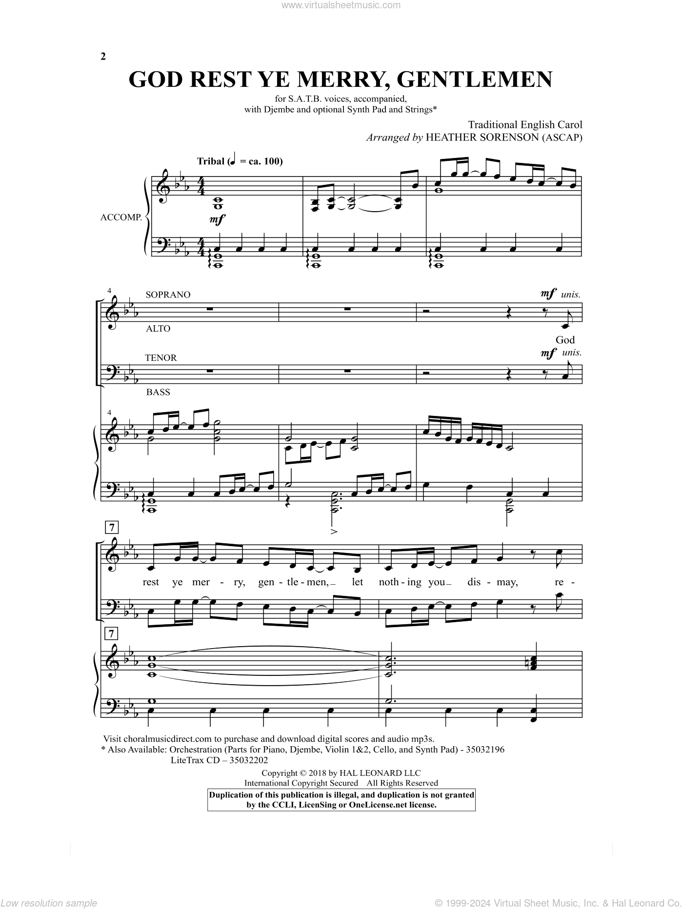 Heather Sorenson: God Rest Ye Merry, Gentlemen Sheet Music For Choir ...