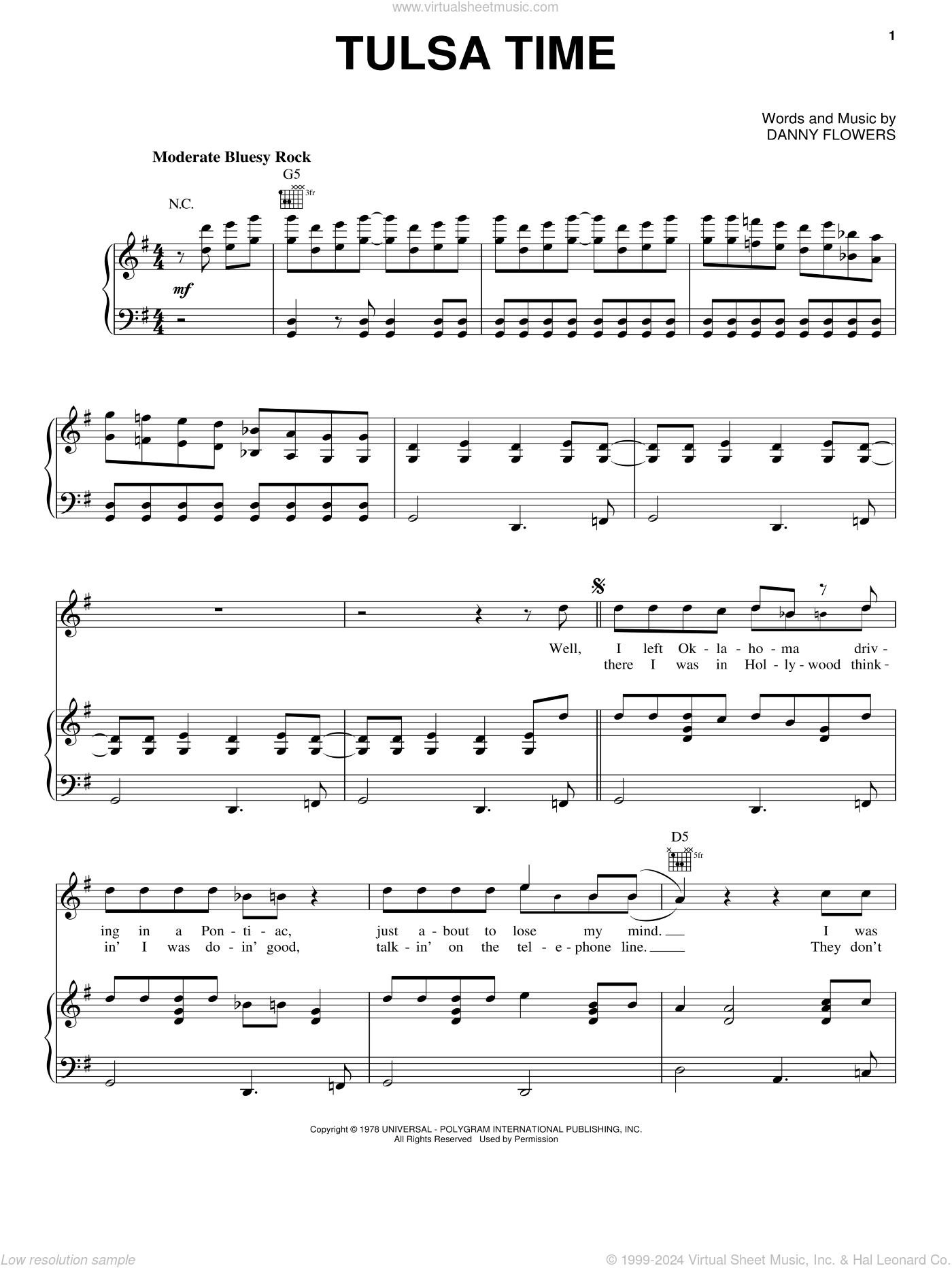 Eric Clapton: Time sheet music for voice, piano or guitar