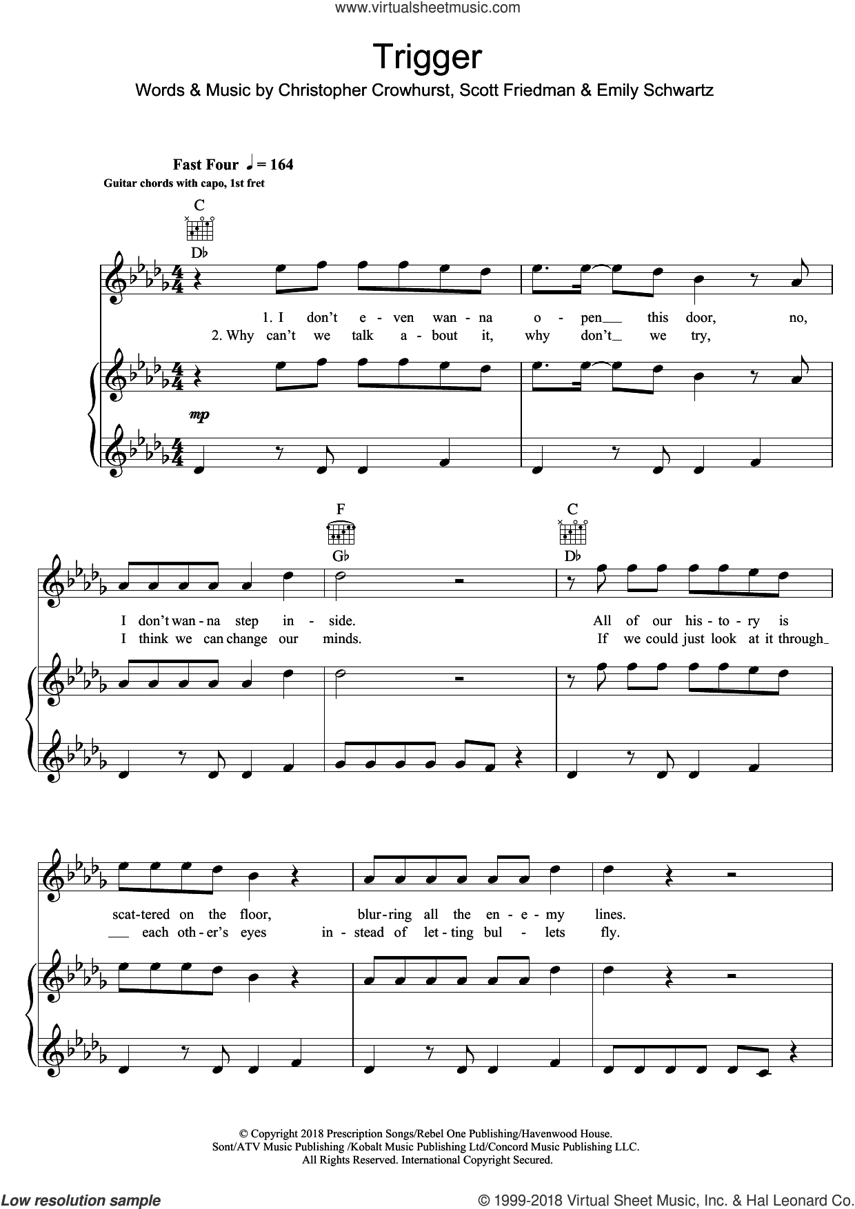 Musical Note Trigger Trigger sheet music for voice, piano or guitar (PDF-interactive)