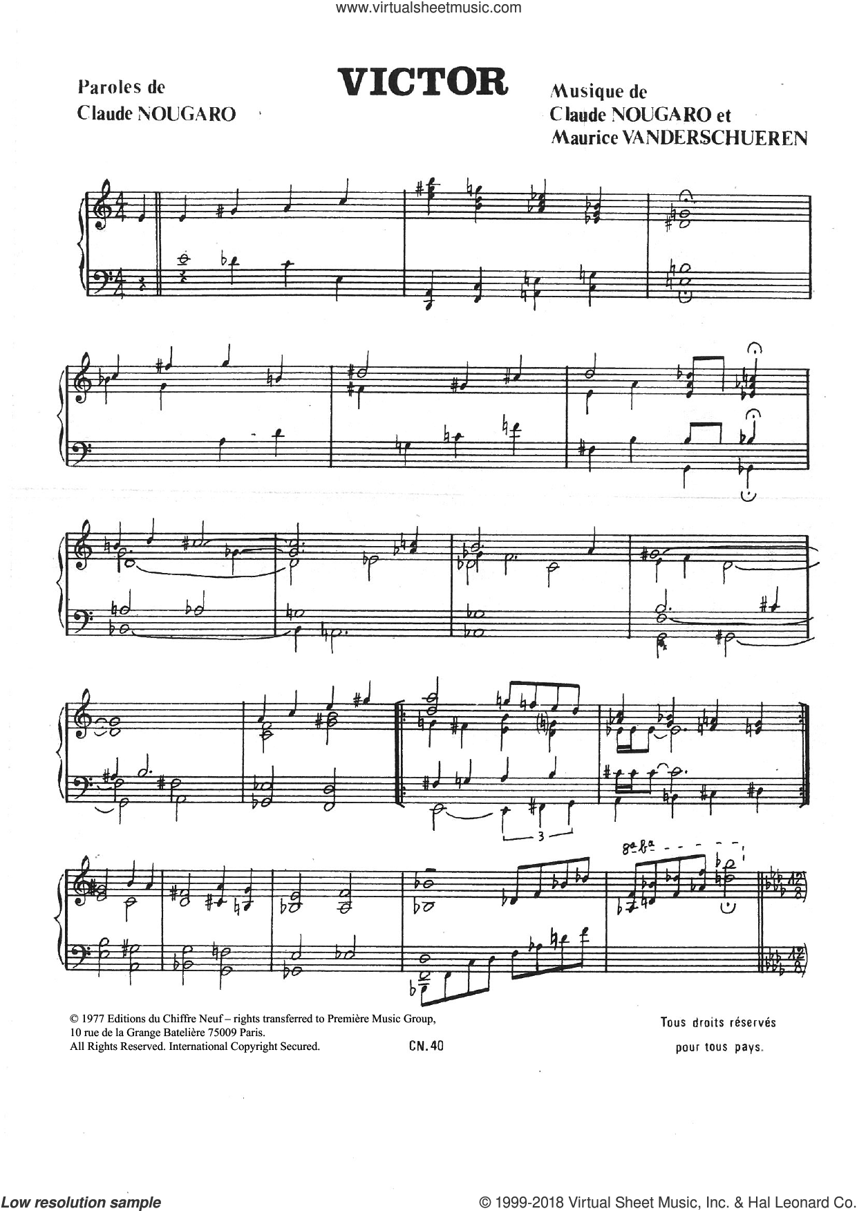 Nougaro Victor Sheet Music For Voice And Piano Pdf