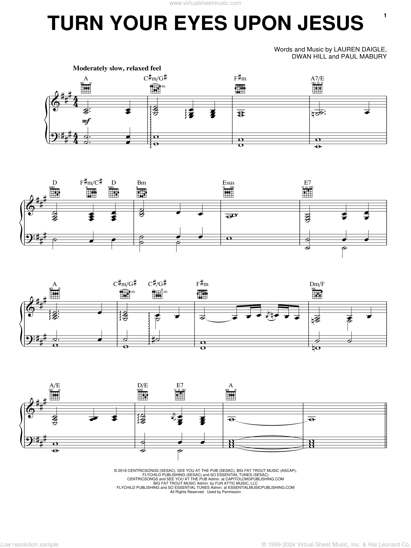 Lauren Daigle: Turn Your Eyes Upon Jesus sheet music for voice, piano ...