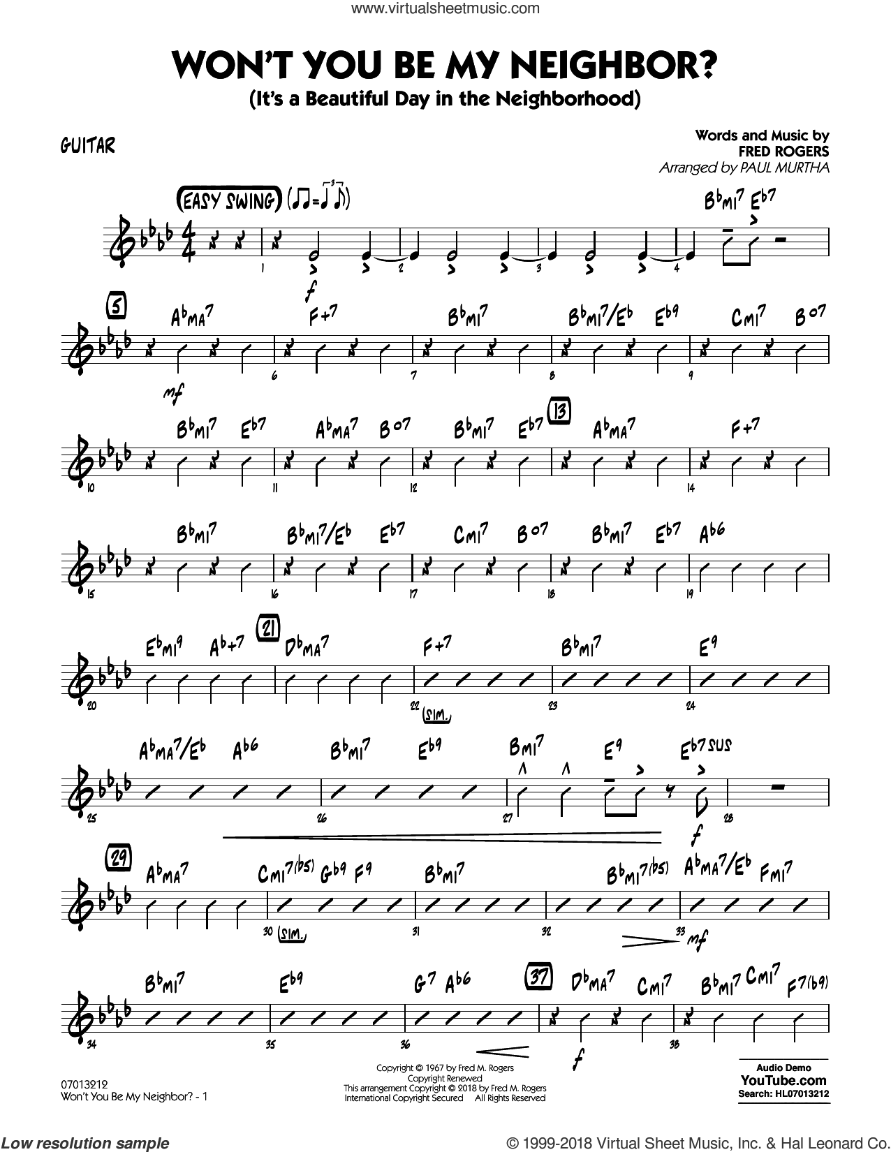 Won't You Be My Neighbor? sheet music for jazz band (guitar)