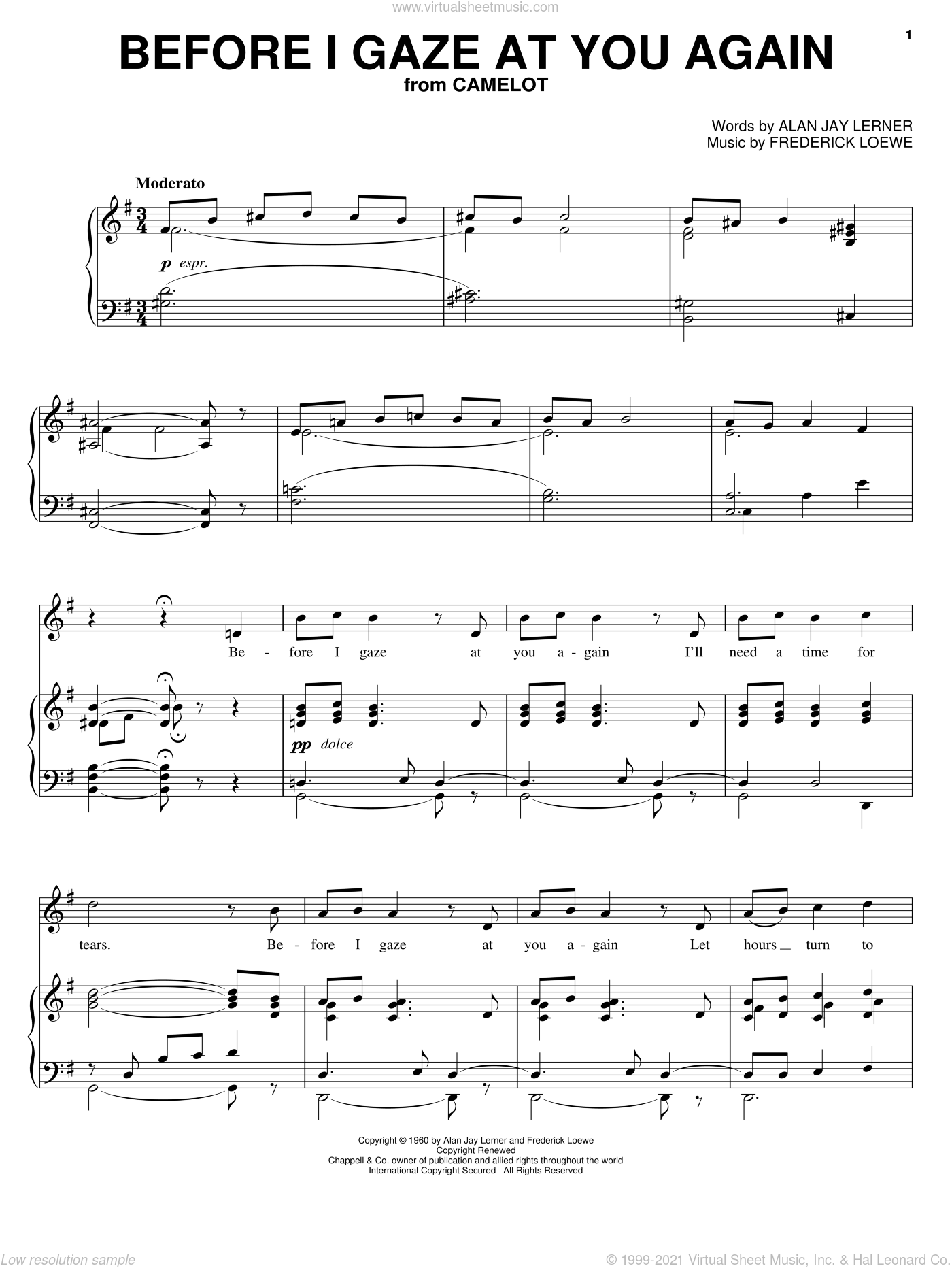 Before I Gaze At You Again Sheet Music For Voice And Piano Pdf