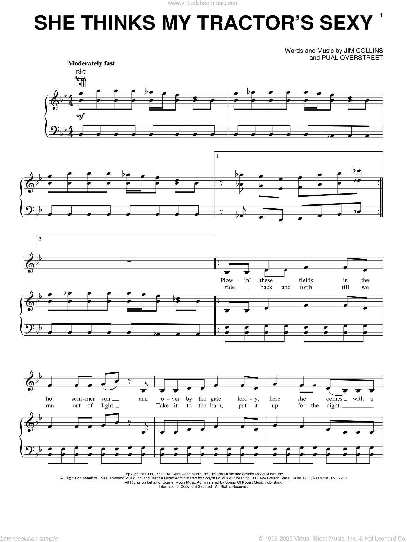 She Thinks My Tractor's Sexy sheet music for voice, piano or guitar