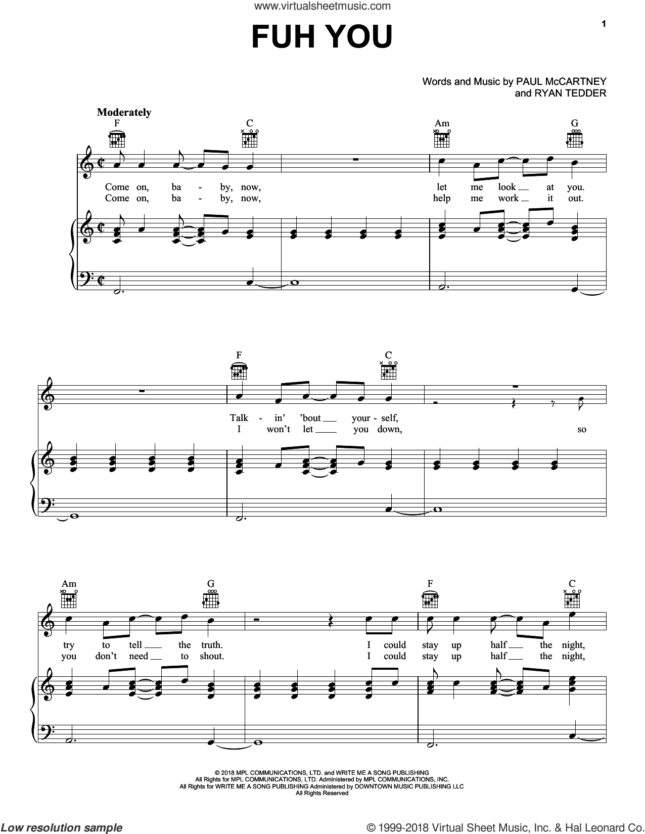 Fuh You sheet music for voice, piano or guitar (PDF-interactive)