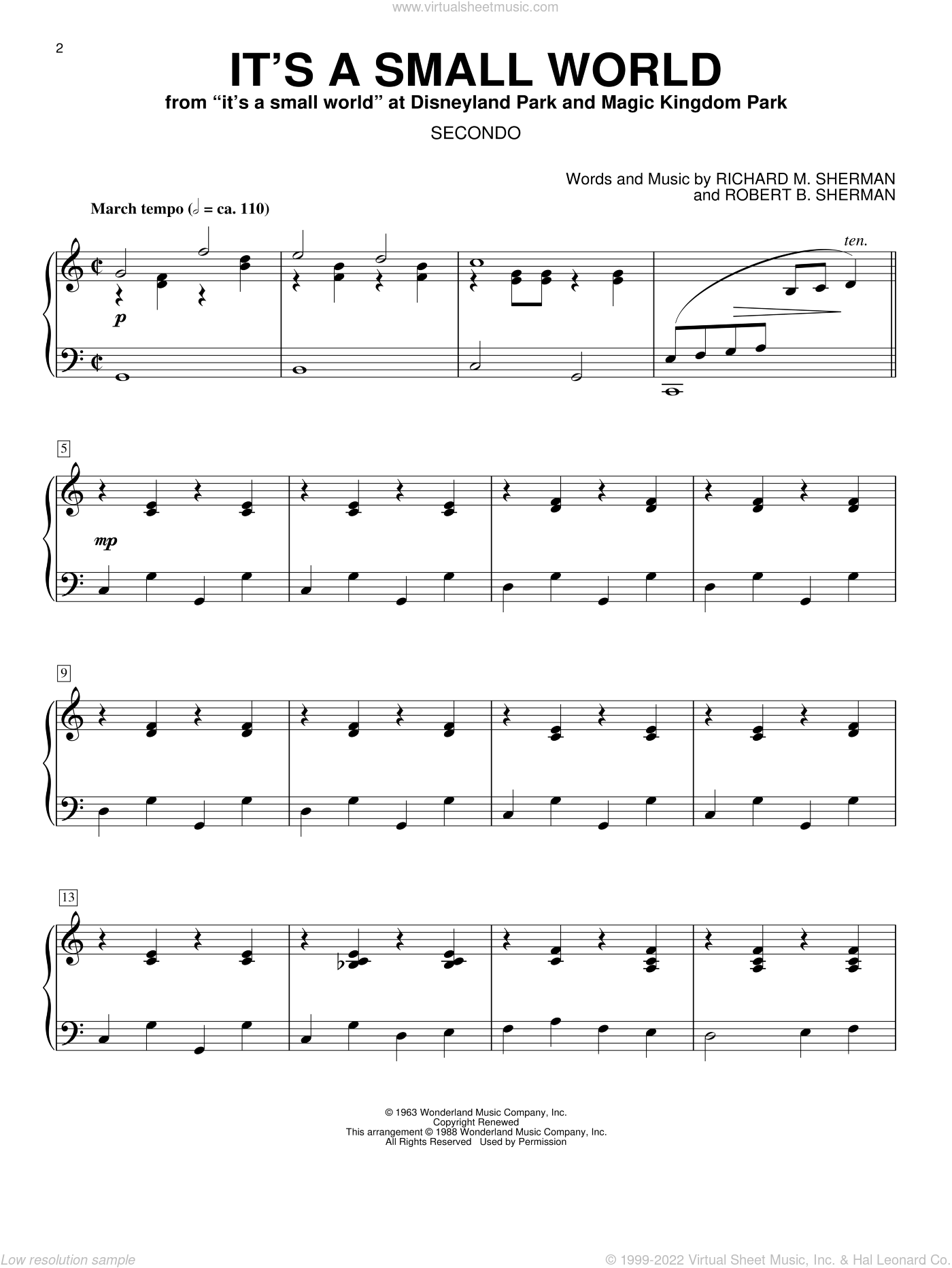 Brothers It S A Small World Sheet Music For Piano Four Hands