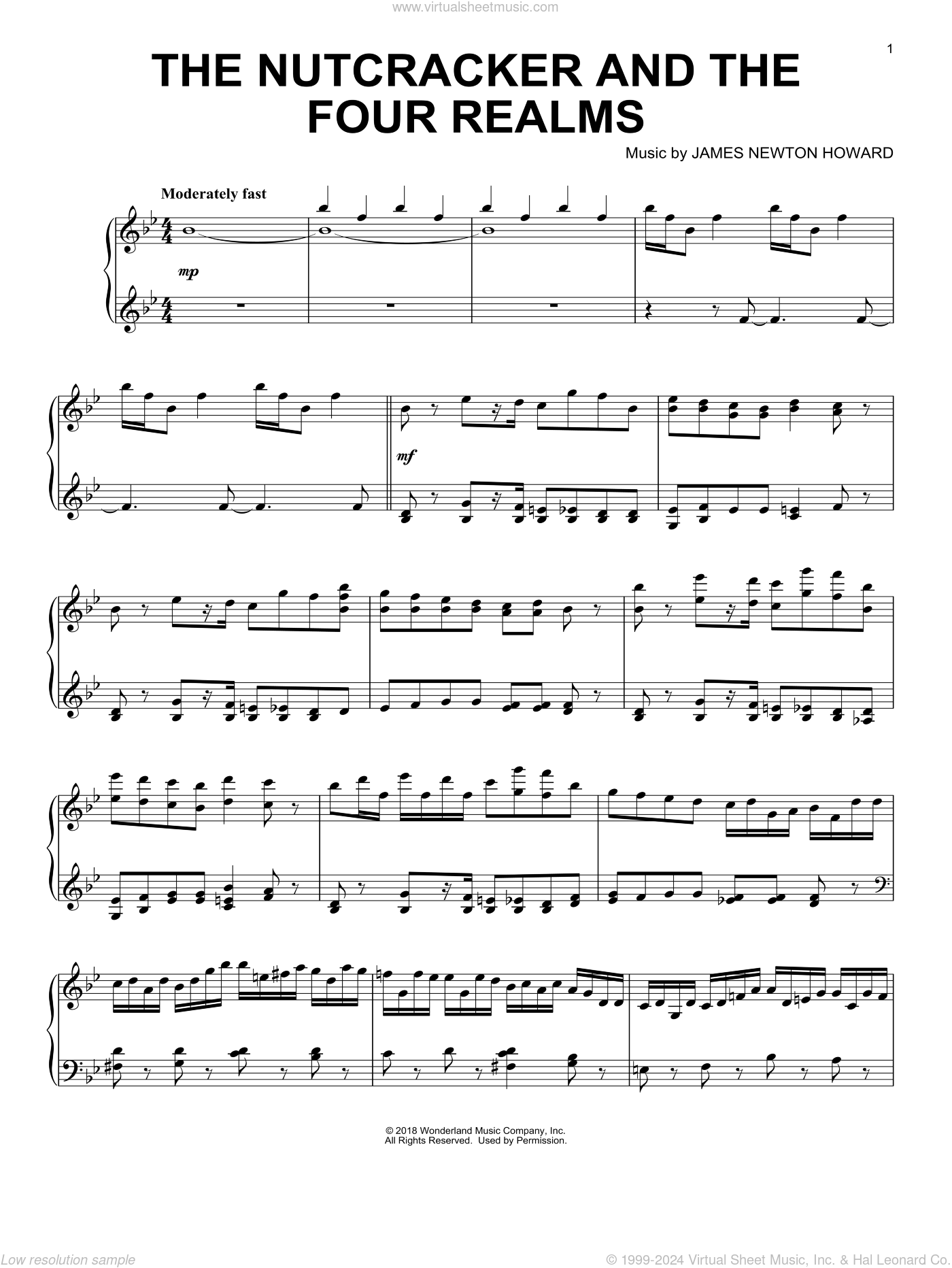 The Nutcracker And The Four Realms sheet music for piano solo