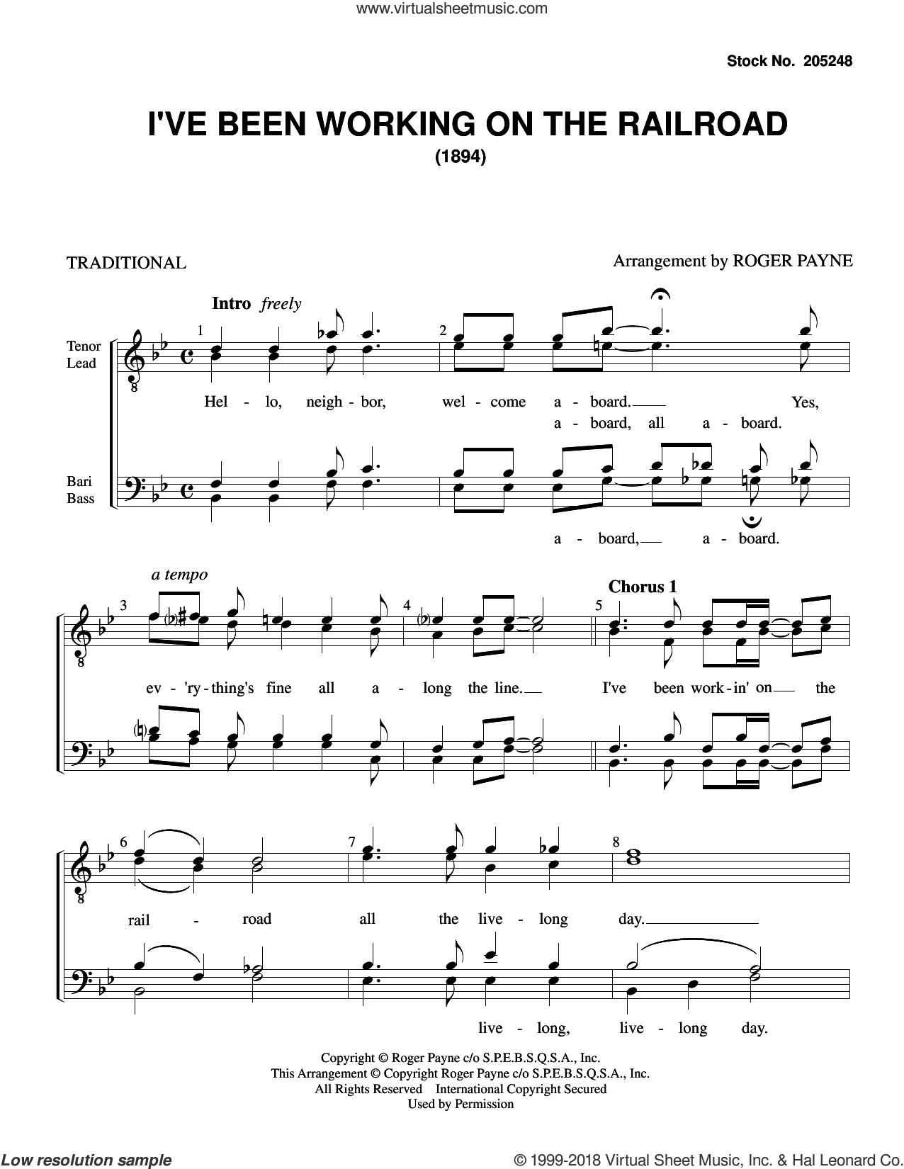 I've Been Working on the Railroad (arr. Roger Payne) sheet music for