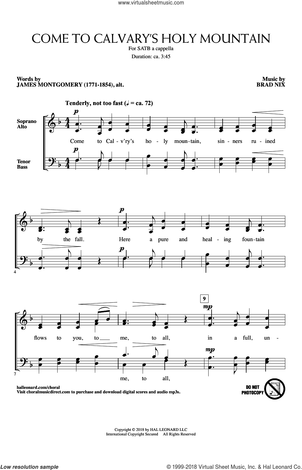 Come To Calvary's Holy Mountain sheet music for choir (SATB: soprano ...