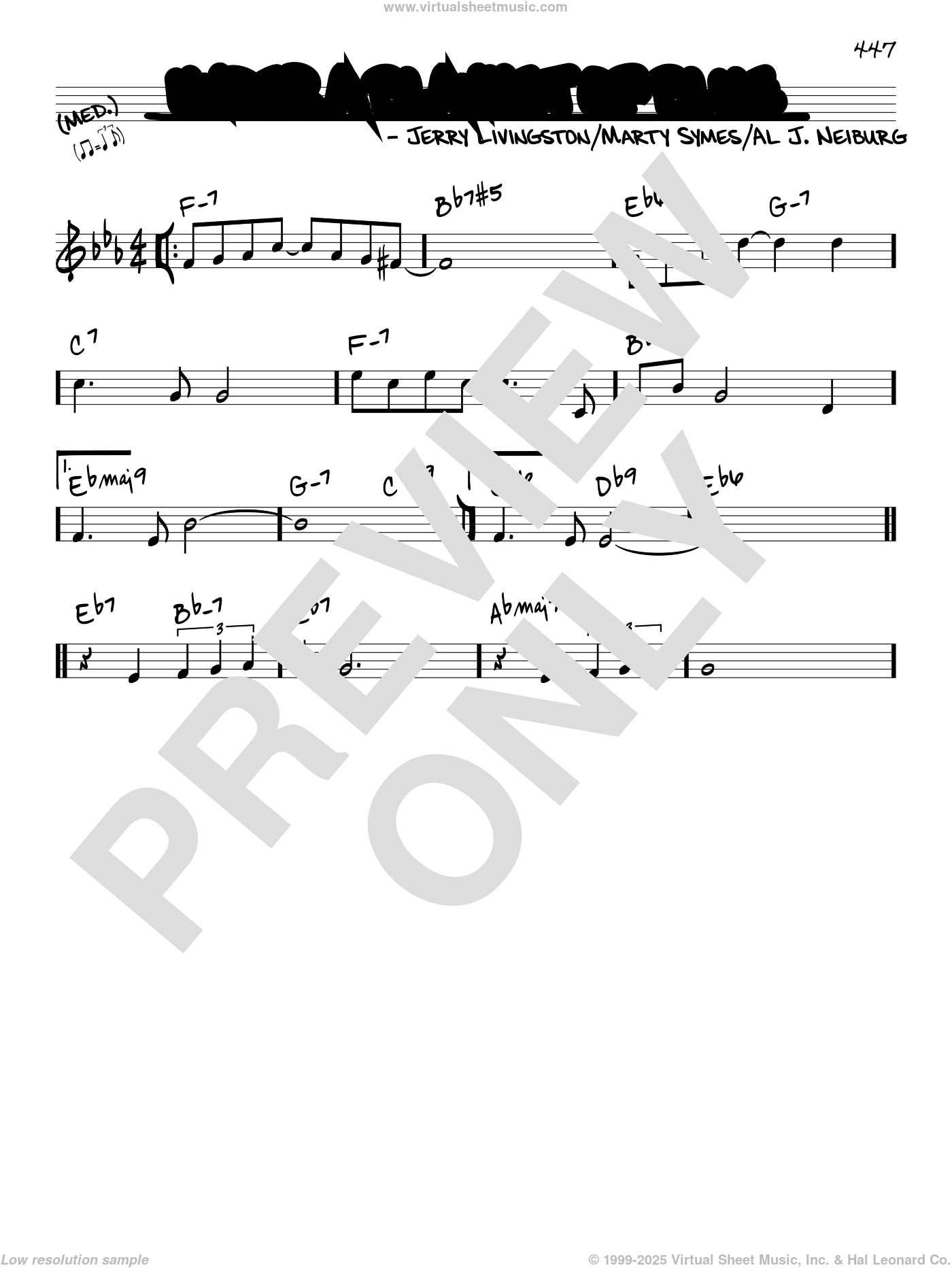 Under A Blanket Of Blue sheet music (real book melody and chords