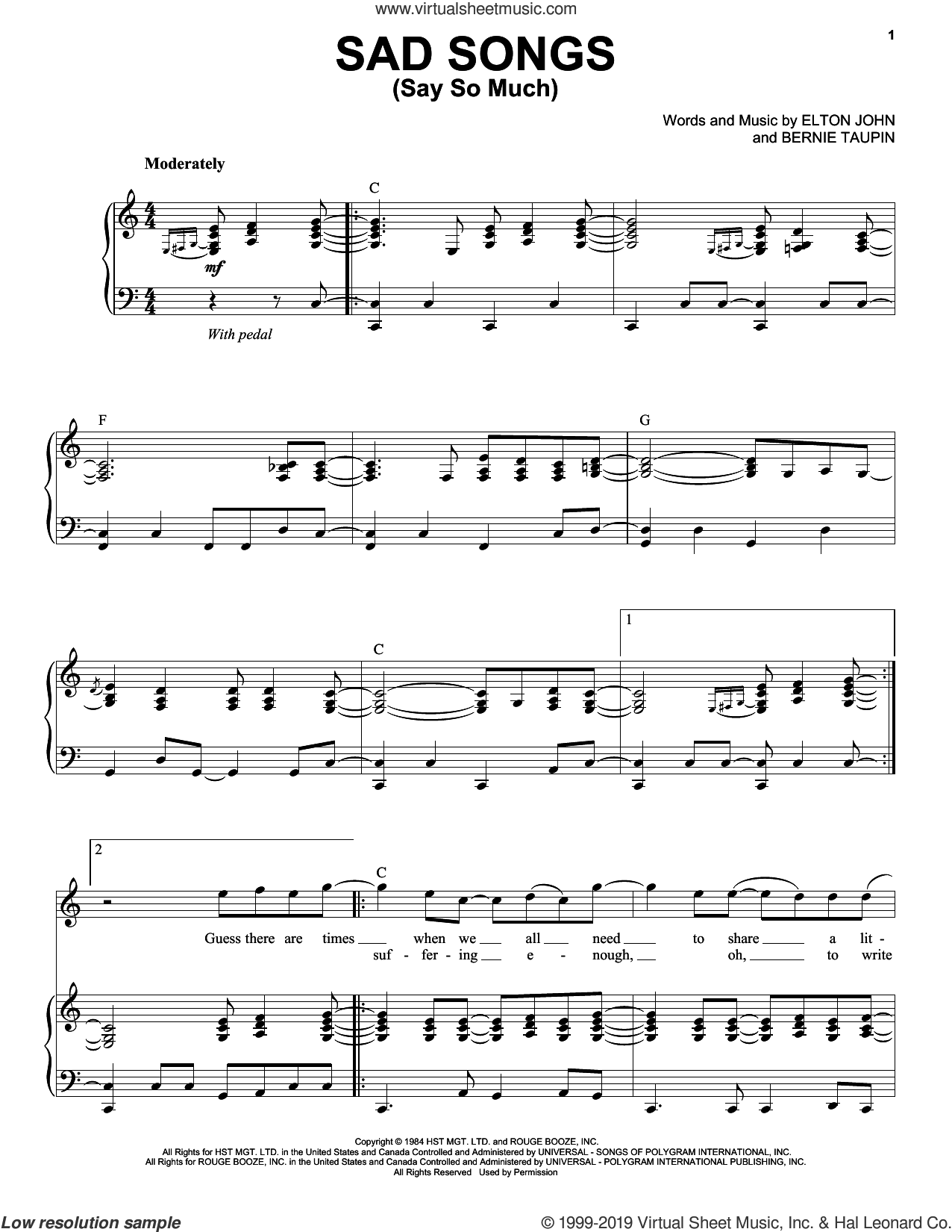 Elton John 'Sacrifice' Sheet Music, Chords & Lyrics