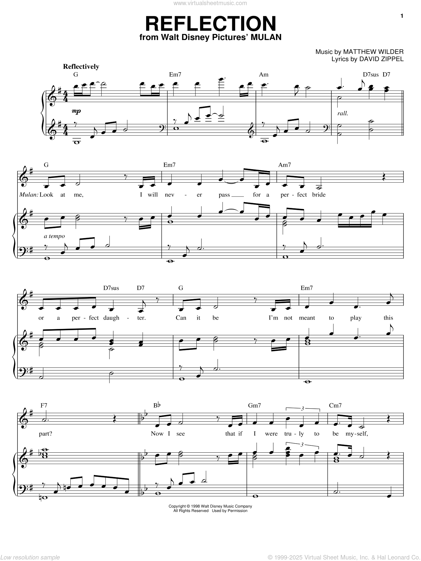 Reflections Lead Sheet BB