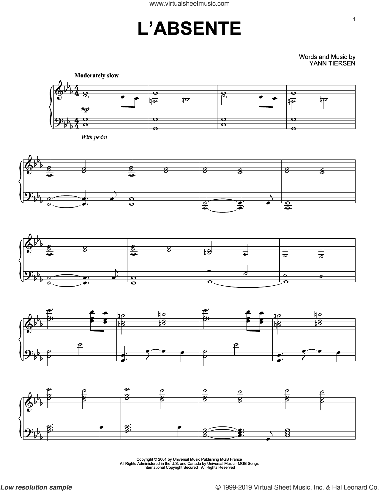 Tiersen L Absente Sheet Music For Piano Solo Pdf Interactive Your home for premium sheet music. tiersen l absente sheet music for piano solo pdf interactive