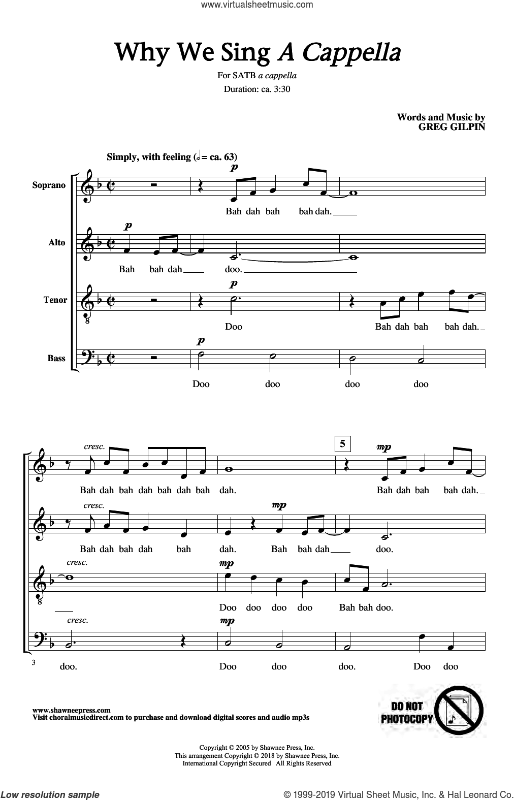 Why We Sing (a capella) sheet music for choir (SATB soprano, alto, tenor, bass)