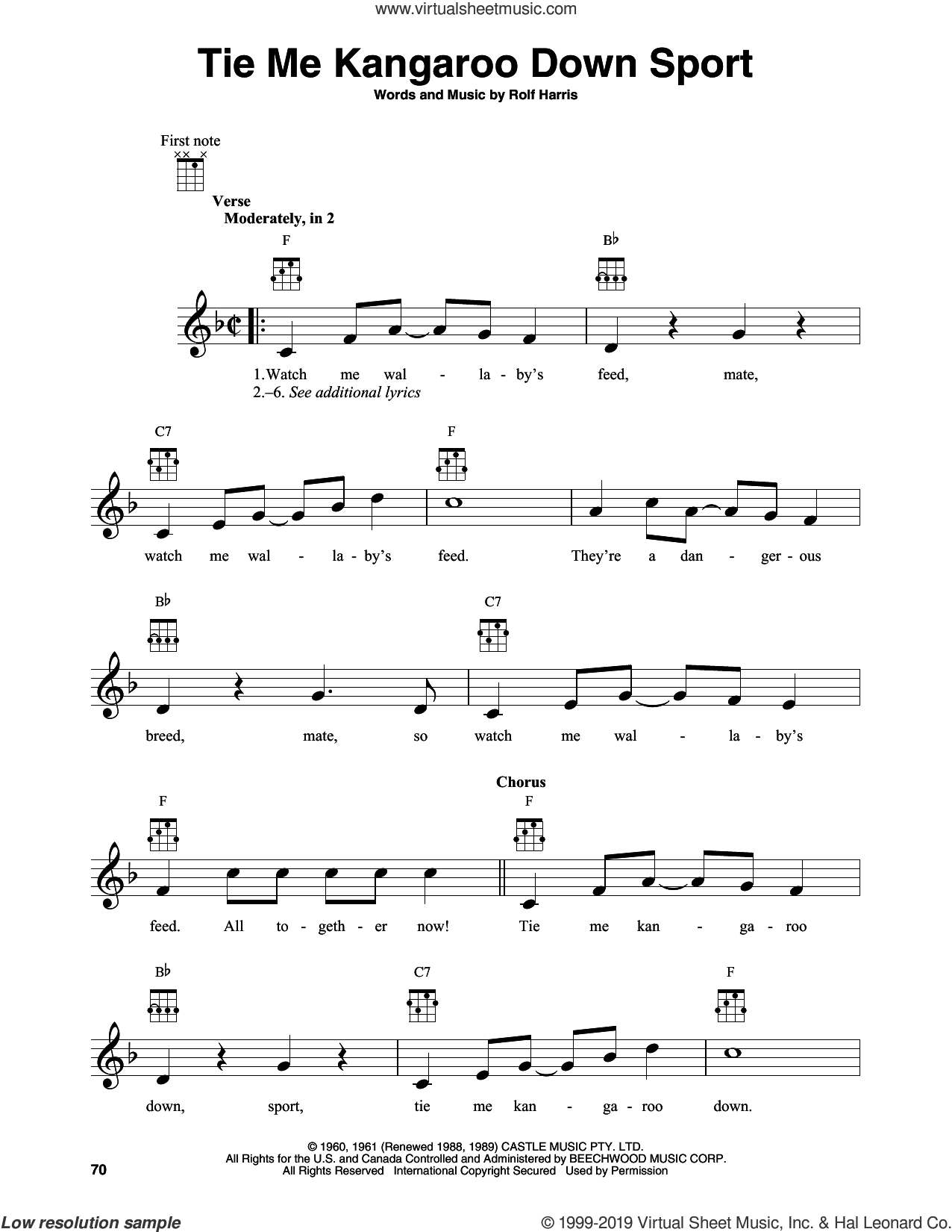 Tie Me Kangaroo Down Sport sheet music for banjo solo (PDF)
