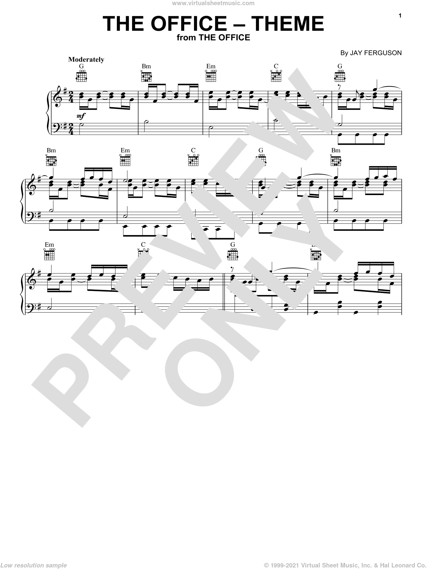 Ferguson - The Office (Theme) sheet music for piano solo (PDF)